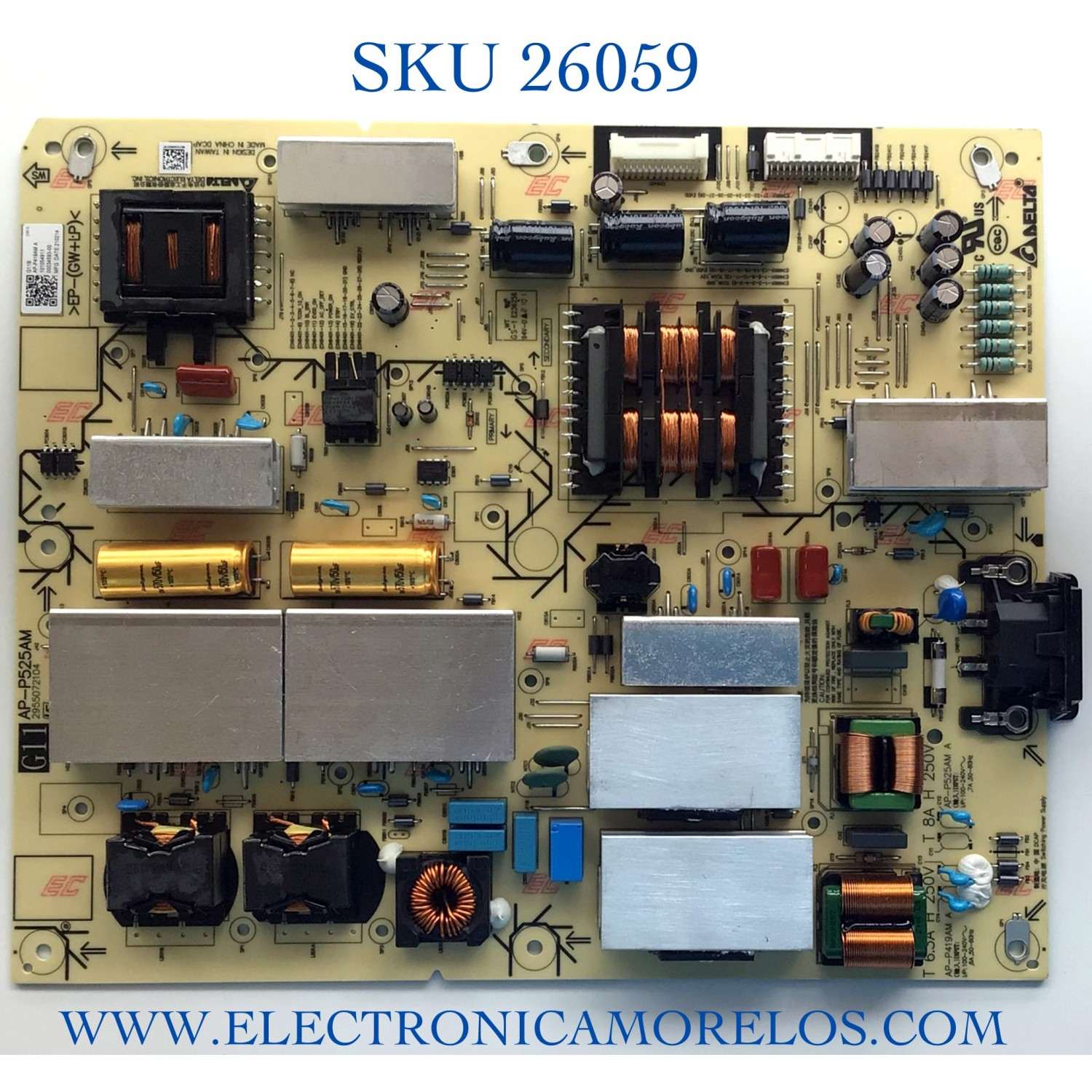 FUENTE DE PODER PARA TV SONY / NUMERO DE PARTE 101054911 / AP-P525AM / 1-010-549-11 / AP-P419AM A / 2955072104 / PANEL YDBO055UNG01 MODELO XR-55A80J / XR55A80J