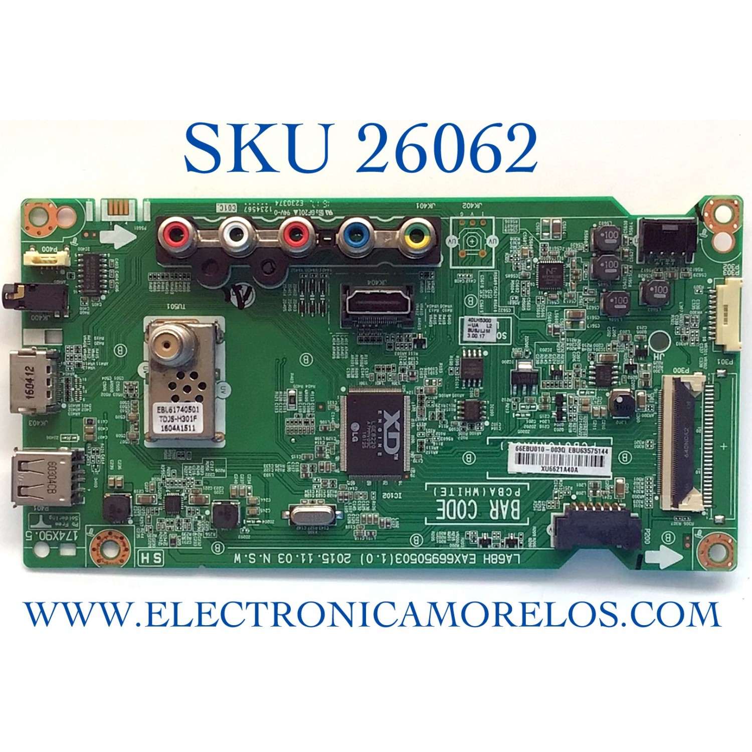 MAIN PARA TV LG NUMERO DE PARTE EBU63575144 / EAX66950503 / 66EBU010-003Q / PANEL NC400DUE / MODELO 40LH5300-UA.BUSJLJM / 40LH5300-UA