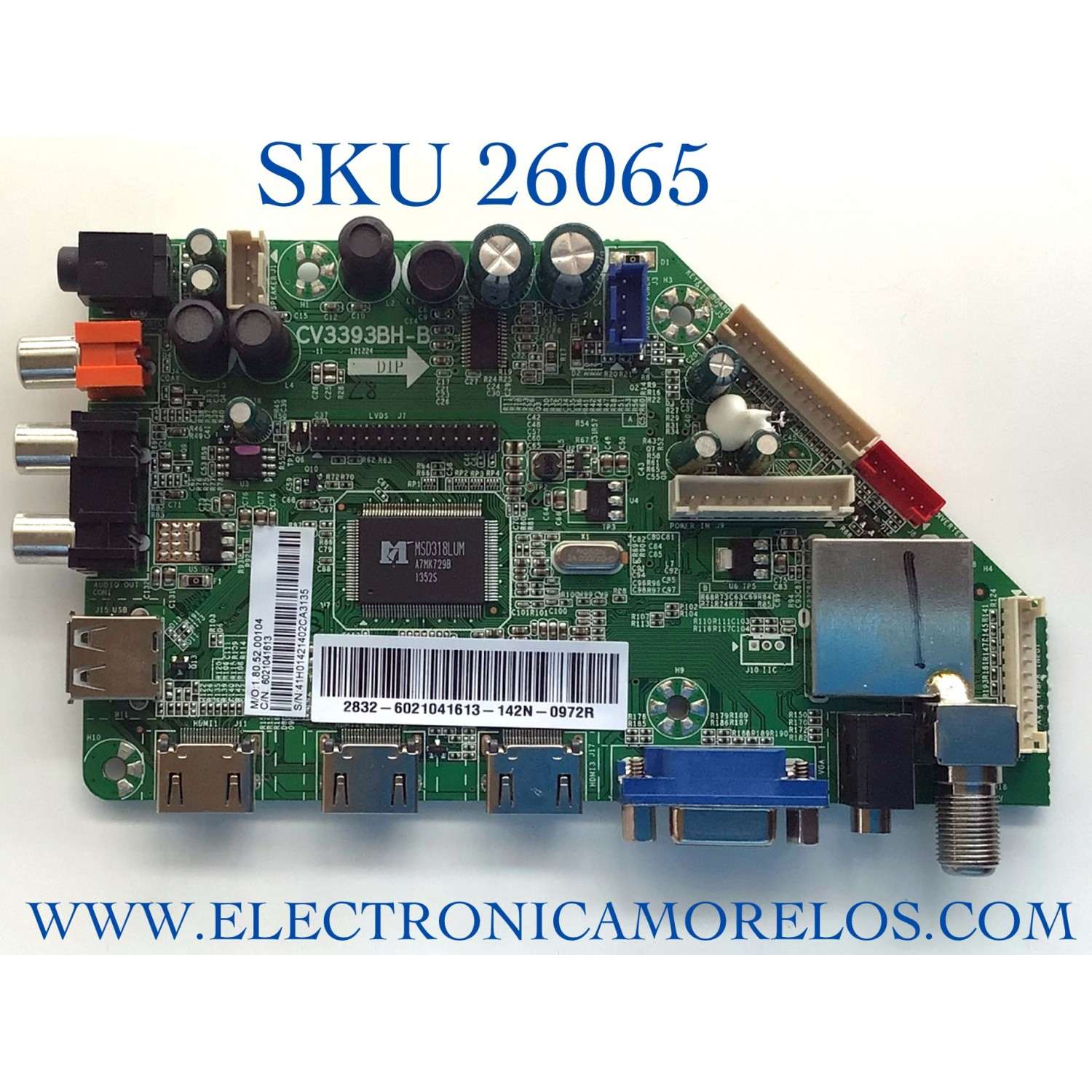 MAIN PARA TV WESTINGHOUSE NUMERO DE PARTE 6021041613 / CV3393BH-B 1.80.52.00104 / MODELO DWM42F2G1