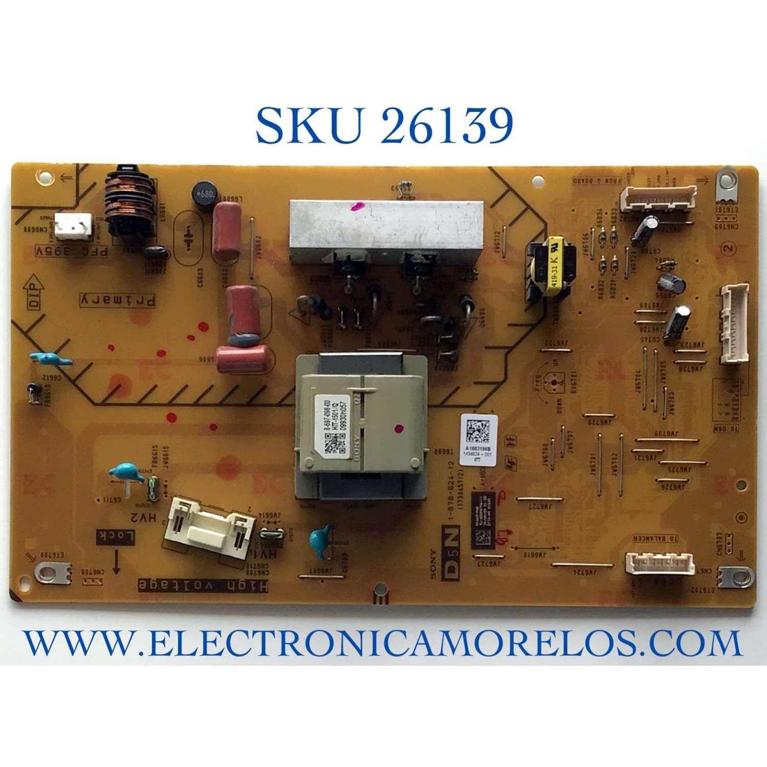 TARJETA D5N PARA TV SONY NUMERO DE PARTE A1663196B / 1-878-624-12 / PANEL LTY520HE12 / MODELOS KDL-52S5100 / KDL52S5100 / KDL-55V5100 / KDL55V5100