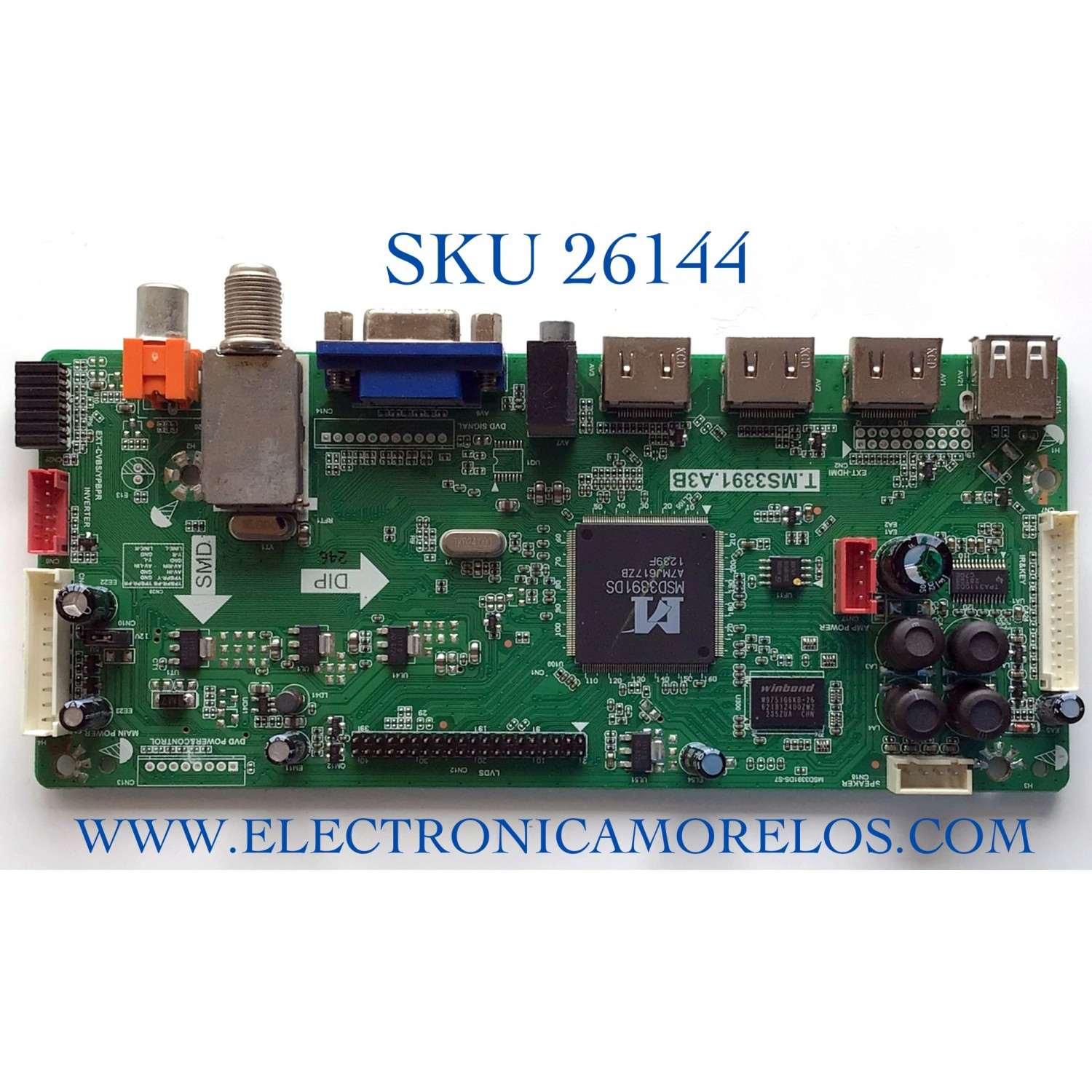 MAIN PARA TV APEX NUMERO DE PARTE L12100246 / T.MS3391.A3B / ST3151A05-1 / PANEL V460HJ1-PE1 / MODELOS LE4643T 46