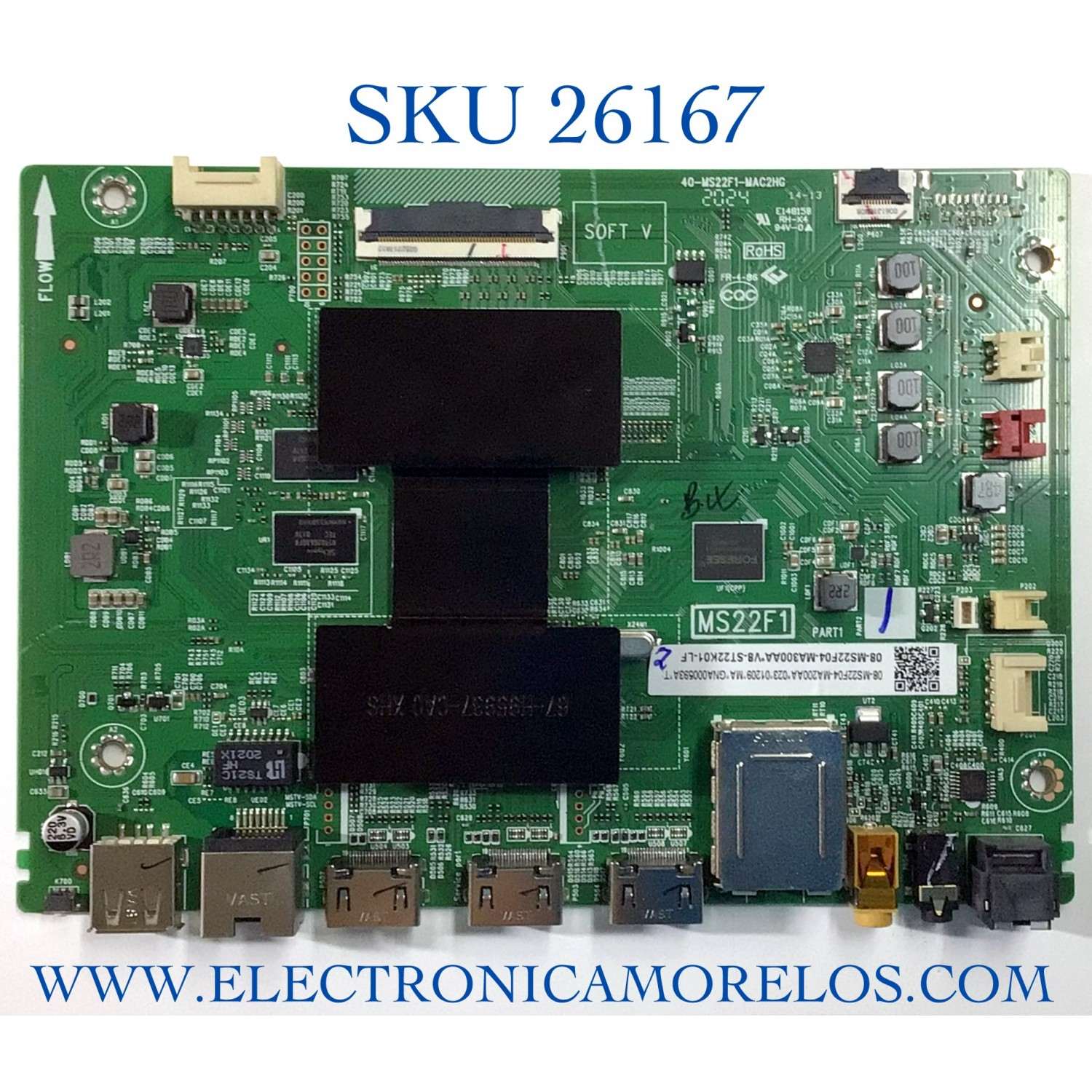 MAIN PARA TV TCL NUMERO DE PARTE 08-MS22F04-MA300AA / 40-MS22F1-MAC2HG / 08-MS22F04-MA200AA / PANEL LVU430NEBL / MODELO 43S525 NOTA IMPORTANTE:TUNER DAÑADO ((SIN BALUN))