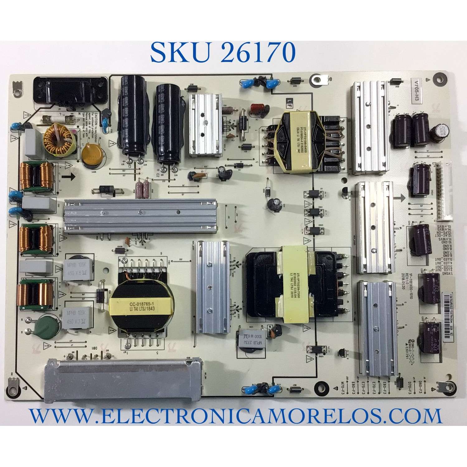 FUENTE PARA TV VIZIO NUMERO DE PARTE 09-70CAR0V0-01 / 1P-1181X00-1010 / E301791 / PANEL SD700DUA-5 / MODELO V705X-H3 LFTGC7AW / V705X-H3