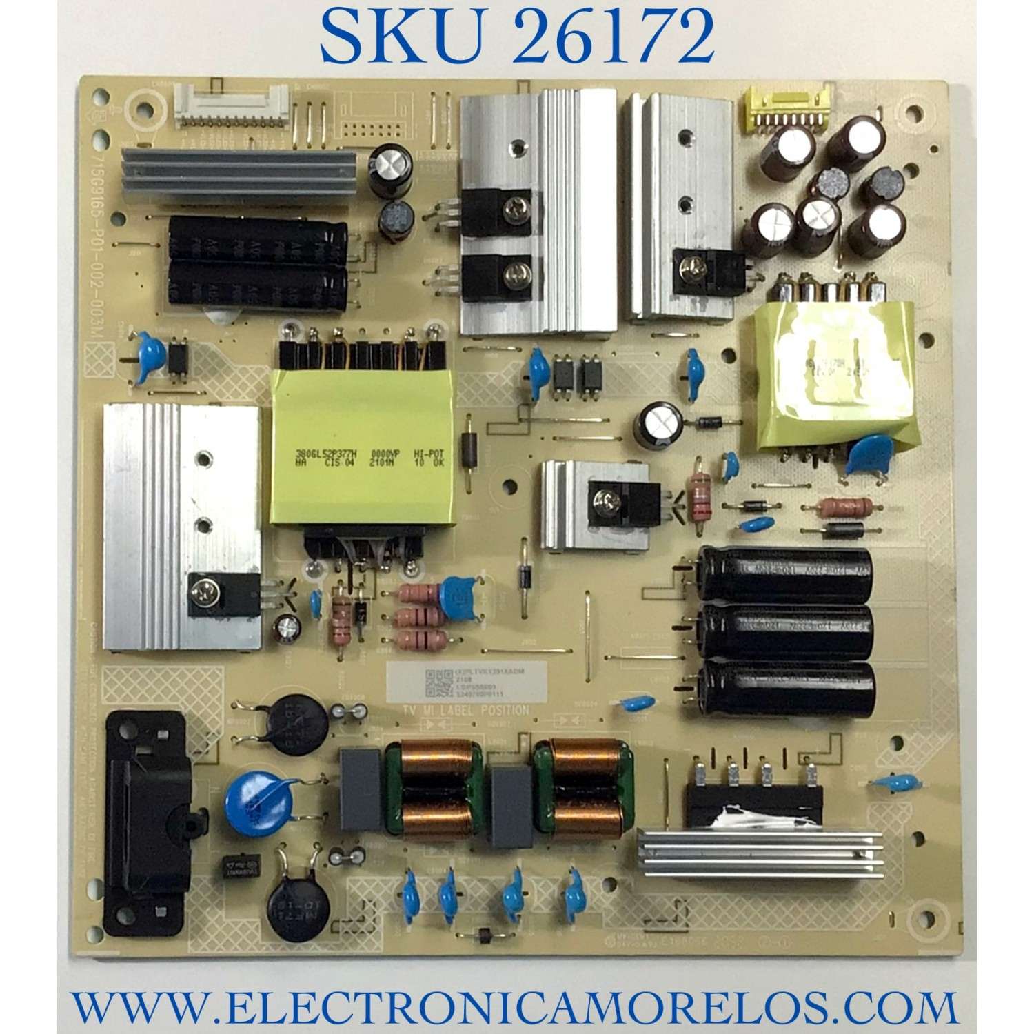 FUENTE DE PODER PARA TV VIZIO ORIGINAL / NUMERO DE PARTE PLTVKY291XADM / 715G9165-P01-002-003M / 715G9165-P02-002-003M / (X)PLTVKY291XADM / VKY291XADM / PANEL TPT550U1-QVN10.U REV:SB0R / DISPLAY ST5461D12-6 VER.2.2 / MODELO V555-J01 LTCWE7KX