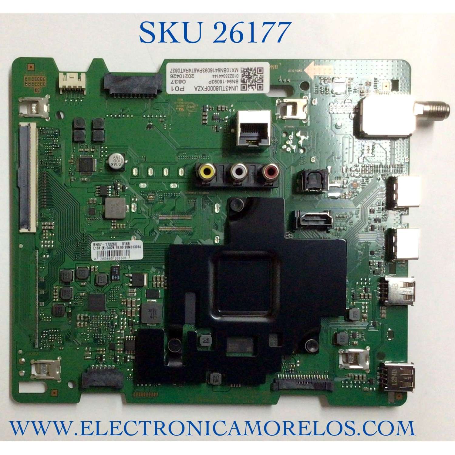 MAIN PARA TV SAMSUNG 4K·UHD·HDR SMART TV / NUMERO DE PARTE BN94-16093P / BN41-02756D / BN97-17226U / BN9416093P / PANEL CY-BT043HGNV1H / MODELO UN43TU8000 / UN43TU8000FXZA DA20
