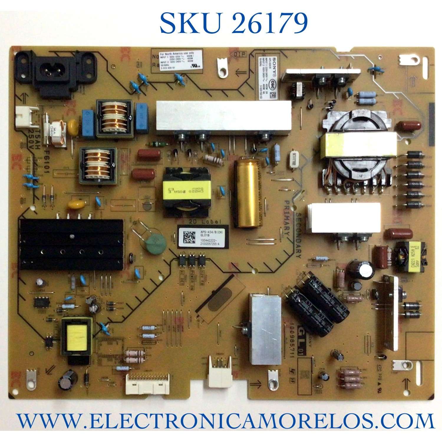FUENTE DE PODER ORIGINAL PARA TV SONY / NUMERO DE PARTE 1-004-422-22 / 100442222 / 100985711 / APS-434/B (CH) / PANEL'S YDBM055CCS11 /  YSBM055CNO11 / MODELOS KD-55X85J / KD55X85J / KD-55X80J / KD-55X80K / XBR-55X81CH / XBR55X81CH / KD-55X80CK / K-55S30C