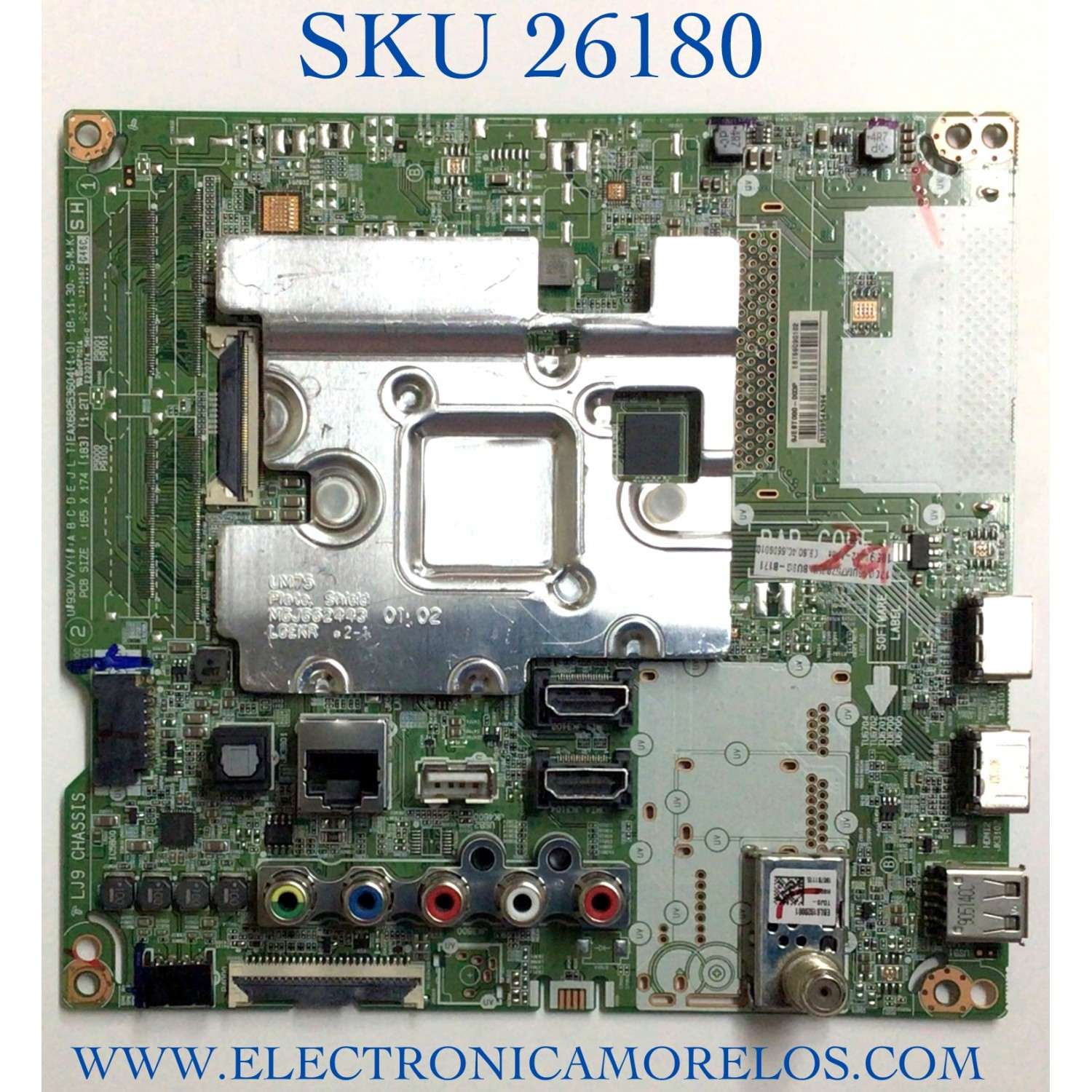 MAIN PARA TV LG NUMERO DE PARTE EBT66090102 / EAX68253604 / 9JEBT000-003P / RU9954A394 / PANEL NC750DQE-ABGR3 / MODELO 75NANO80UNA.BUSVLKR / 75NANO80UNA