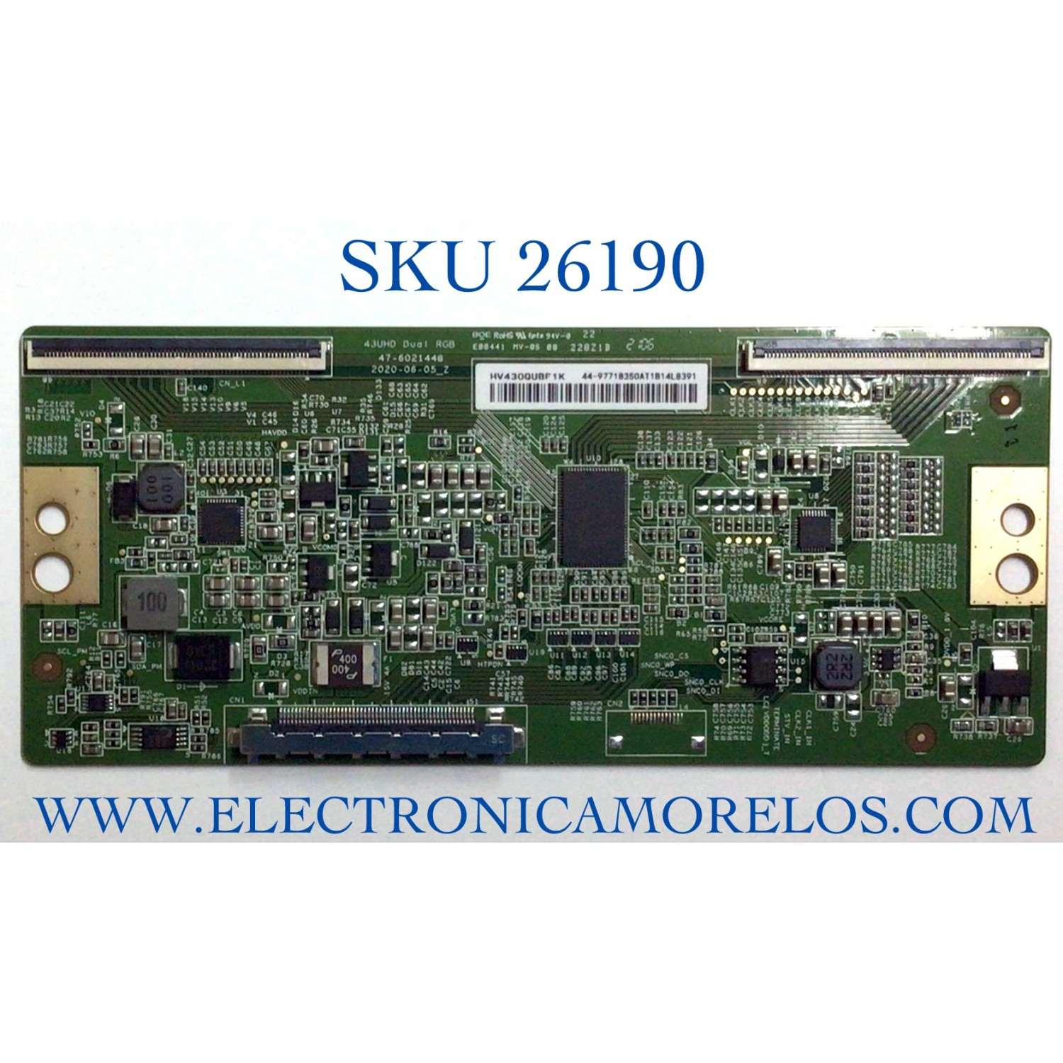 T-CON PARA TV SONY NUMERO DE PARTE 44-9771835OA / 47-6021448 / HV430QUBF1K / 44-97718350AT1B14L8391 / PANEL YSBM043CNO11 / MODELO KD-43X80J / KD43X80J