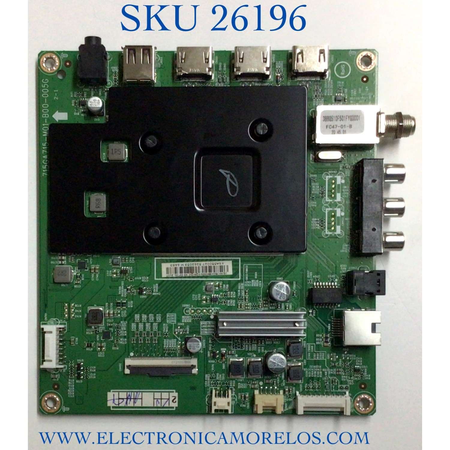 MAIN PARA TV INSIGNIA NUMERO DE PARTE XKCB02K094 / 715GA715-M01-B00-005G / (G)XKCB02K094000X / PANEL TPT550U1-QVN05.U REV:S57B1BC / NUMERO DE DISPLAY T550QVN05.7 / MODELO NS-55F301NA22