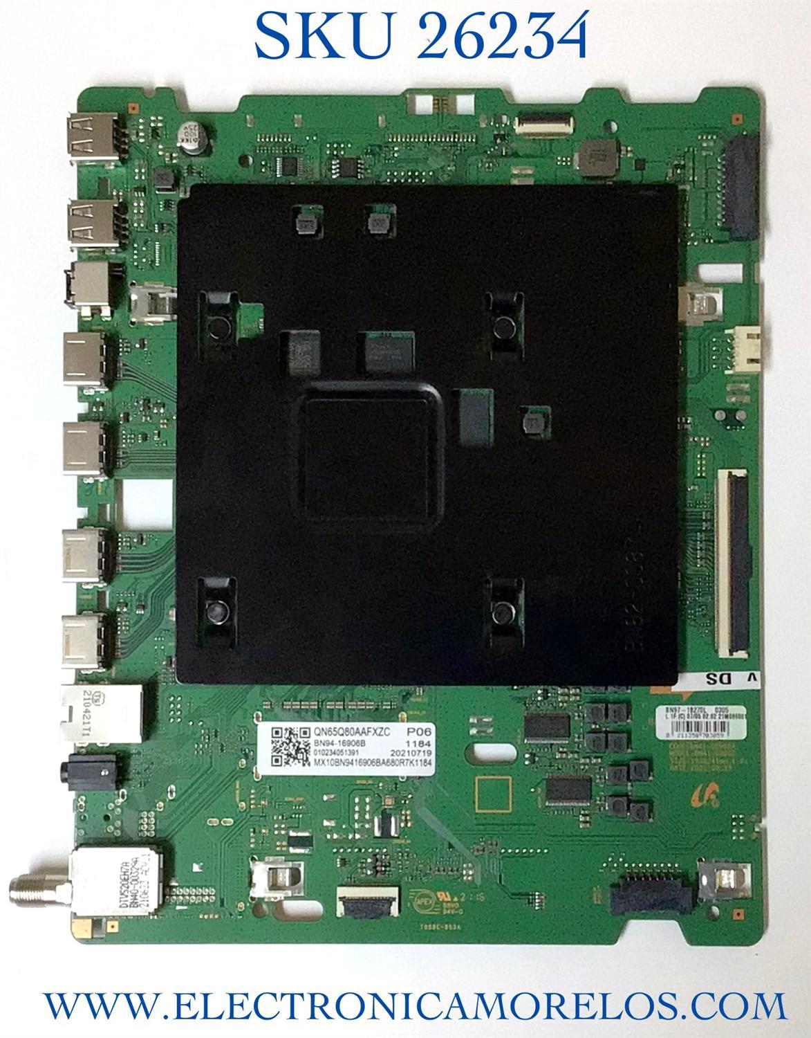 MAIN PARA TV SAMSUNG NUMERO DE PARTE BN94-16906B / BN41-02902A / BN97-18270L / DISPLAY HV650QUB-S9B / PANEL CY-TT065FMEV2H / MODELO QN65Q80AAFXZA BA01 / QN65Q80AAFXZA / QN65Q80AAF