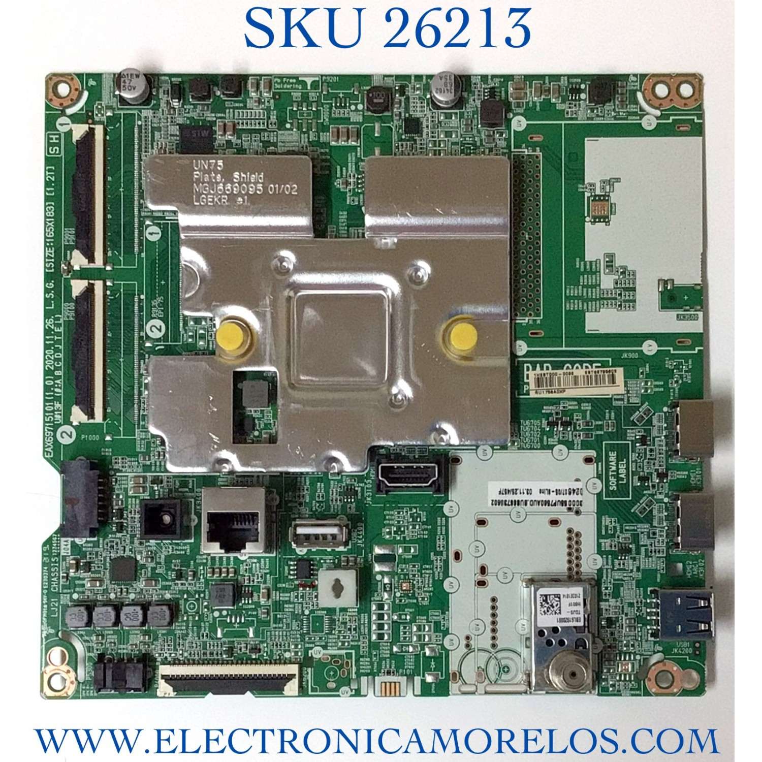 MAIN PARA TV LG NUMERO DE PARTE EBT66735602 / EAX69715101 / 1HEBT000-009E / ERU17B8A0XP / PANEL NC550DQG-AAHX3 / MODELO 55UP7560AUD.BUSYLKR / 55UP7560AUD