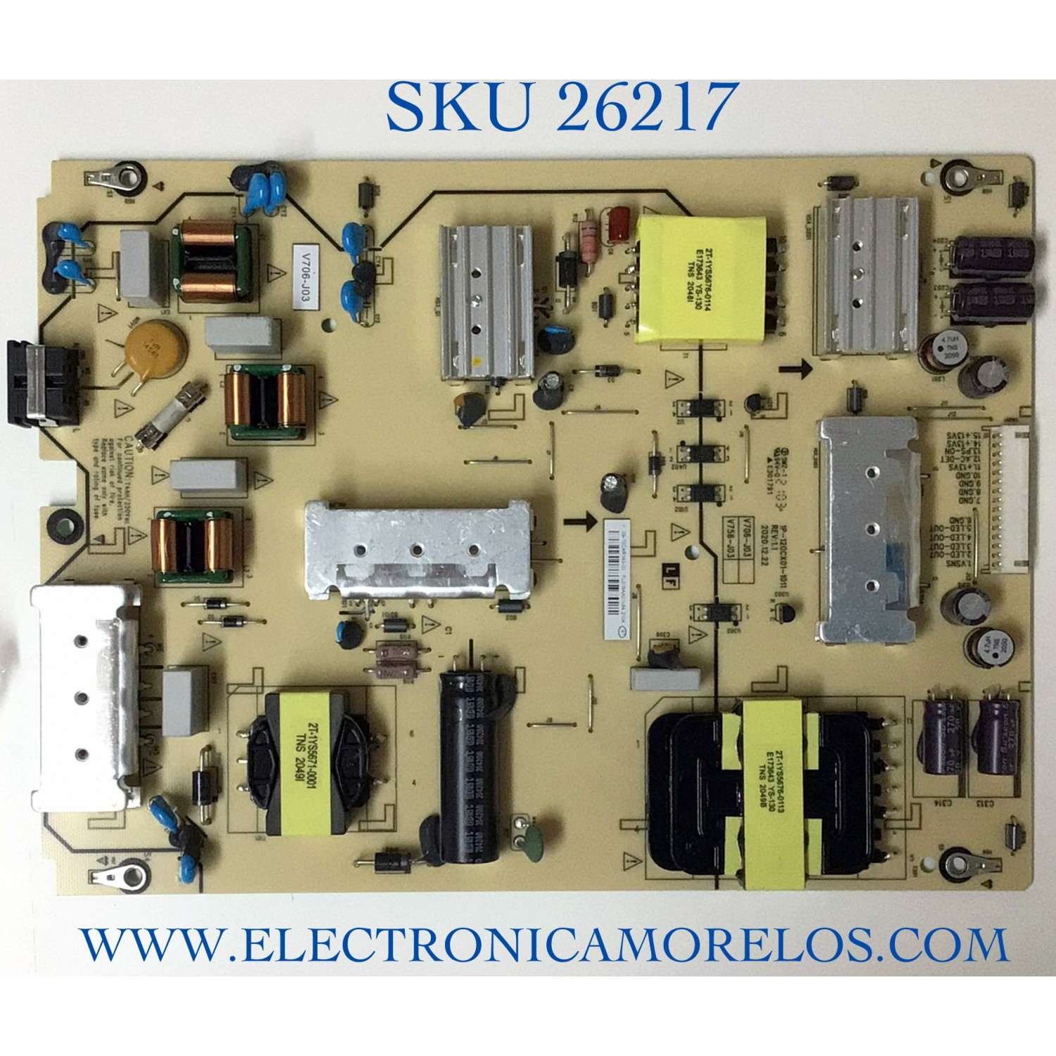 FUENTE DE PODER PARA TV VIZIO / NUMERO DE PARTE 09-70CAR140-00 / 1P-120CX01-1011 / FL018AA01084 / PANEL SD700DUZ-6 / MODELO V706-J03 / M70Q6M-K03 / V705M-K03
