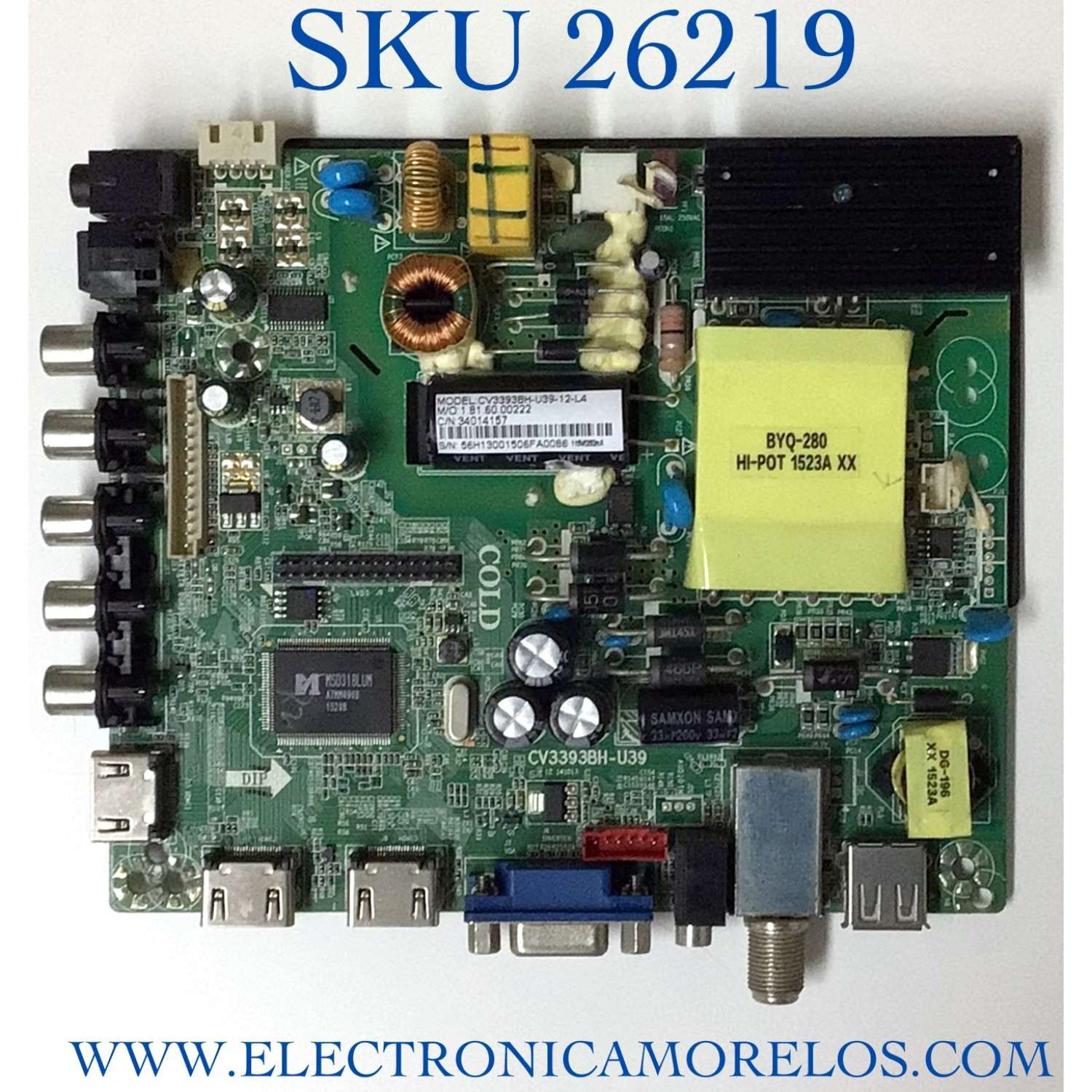 MAIN FUENTE PARA TV WESTINGHOUSE NUMERO DE PARTE 34014157 / CV3393BH-U39 / 1.81.60.00222 / MODELO WD40FX1170
