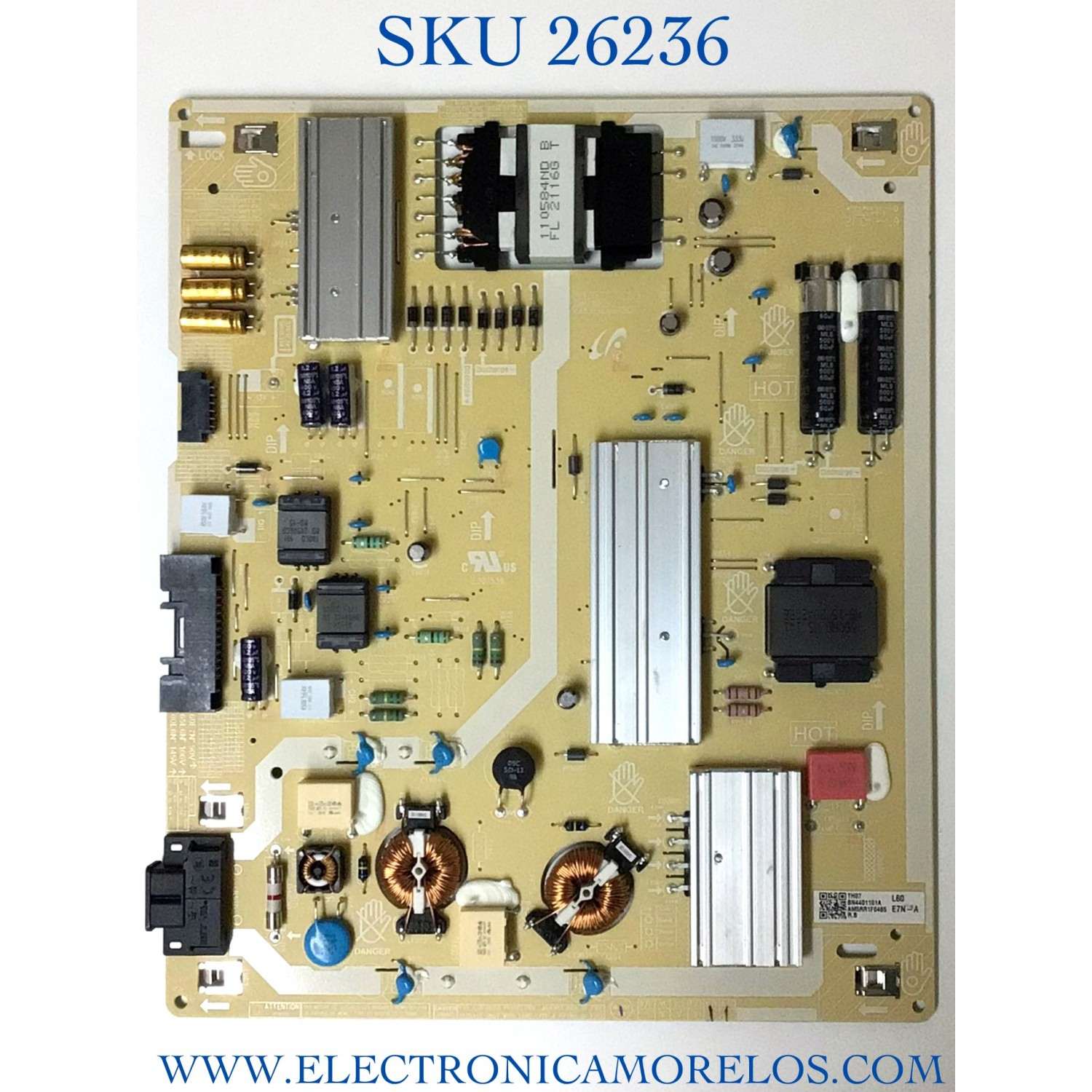 FUENTE DE PODER PARA TV SAMSUNG QLED 4K UHD SMART TV / NUMERO DE PARTE BN44-01101A / L60E7N_AHS / BN4401101A / PANEL CY-QA060HGSV1H / MODELO QN60Q60 / QN60Q60AAFXZA / QN60Q60AAFXZA UA01 / QN60Q6DAAFXZ UA01