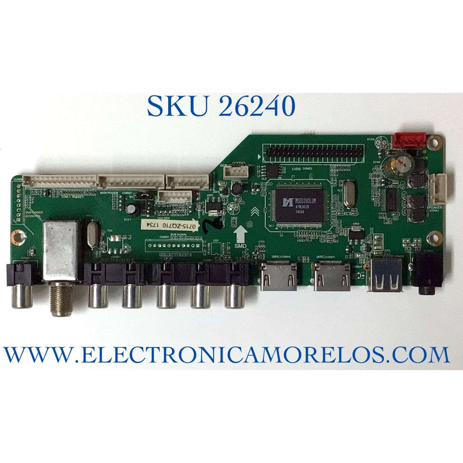 MAIN PARA TV RCA NUMERO DE PARTE 46RE01M3393LNA35-A2 / LD.M3393.B / RE01-140715-ZQ710 / 0715-ZQ710 / PANEL ZT460D3JS562-12V / MODELO LED46C45RQ