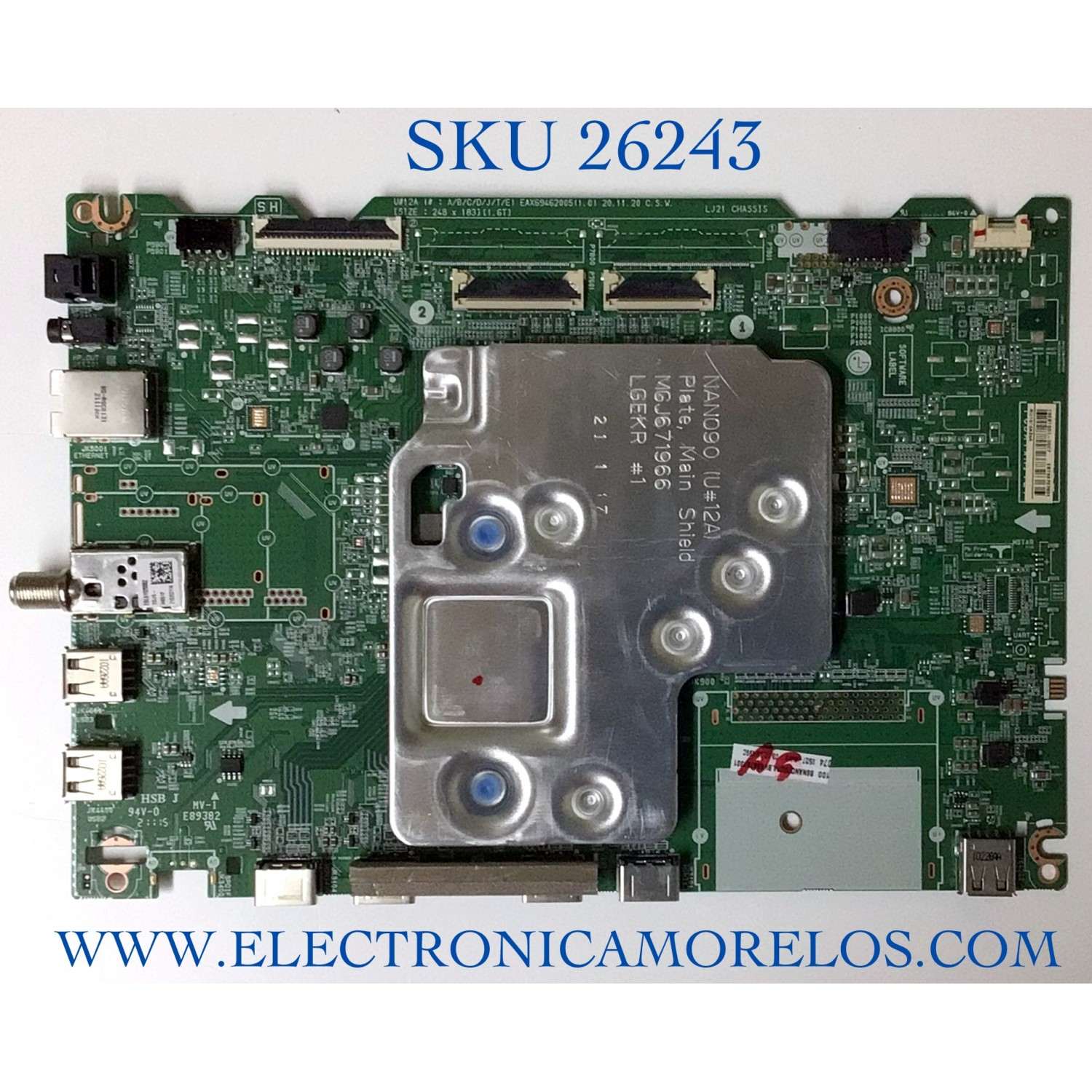 MAIN PARA TV LG NANOCELL 4K·UHD·HDR / NUMERO DE PARTE EBT66707301 / EAX69462005 / 66707301 / PANEL NC860TQF-AAKP1 / DISPLAY LC860DQR (SP)(A1) / MODELO 86NANO75UPA / 86NAN075UPA / 86NANO75UPA.BUSYLKR