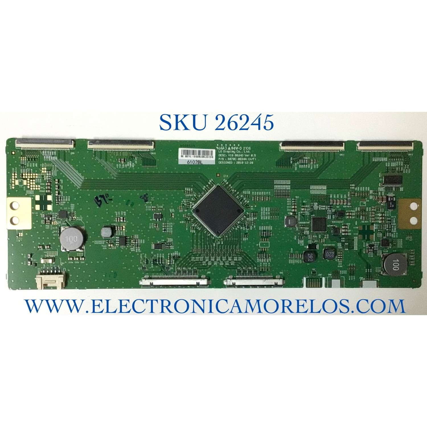 T-CON PARA TV LG NANOCELL / NUMERO DE PARTE 6871L-6102B / 6870C-0834A / 6102B / PANEL NC860TQF-AAKP1 / DISPLAY LC860DQR (SP)(A1) / MODELO 86NANO75UPA.BUSYLKR / 86NANO75UPA / 86UP8770PUA