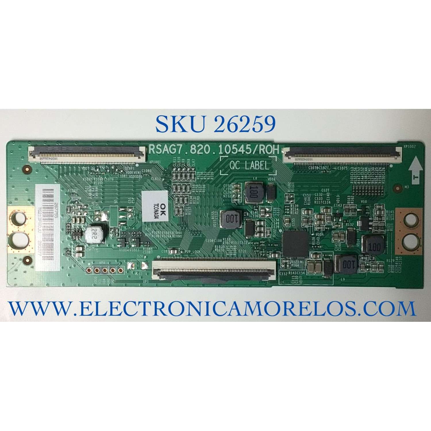 T-CON PARA TV TOSHIBA / NUMERO DE PARTE 287755 / RSAG7.820.10545/ROH / 293377 / H41802PNI78A1 / PANEL HD550Y1U72-T0L2K2\GM\CKD3A\1\R / DISPLAY HV550QUB-F70 / MODELO 55C350KU 55A511FUT