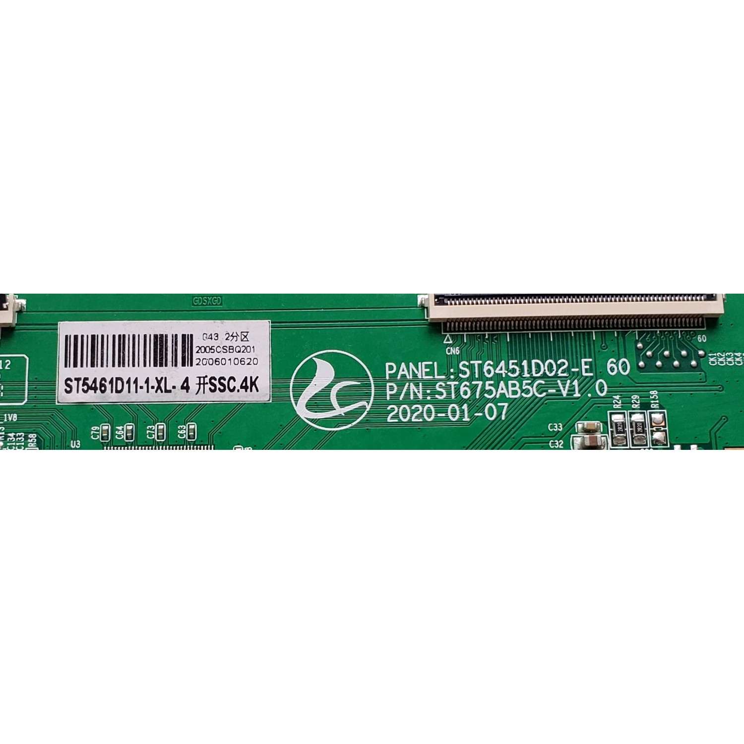 T-CON PARA TV SCEPTRE / NUMERO DE PARTE ST5461D11-1-XL-4 / ST6451D02-E 60 / ST675AB5C-V1.0 / 2006010620 / 2005CSBQ201 / PANEL DXST5461D11-1 / DISPLAY LC546PU2L-03 / MODELO N55 - Imagen 2