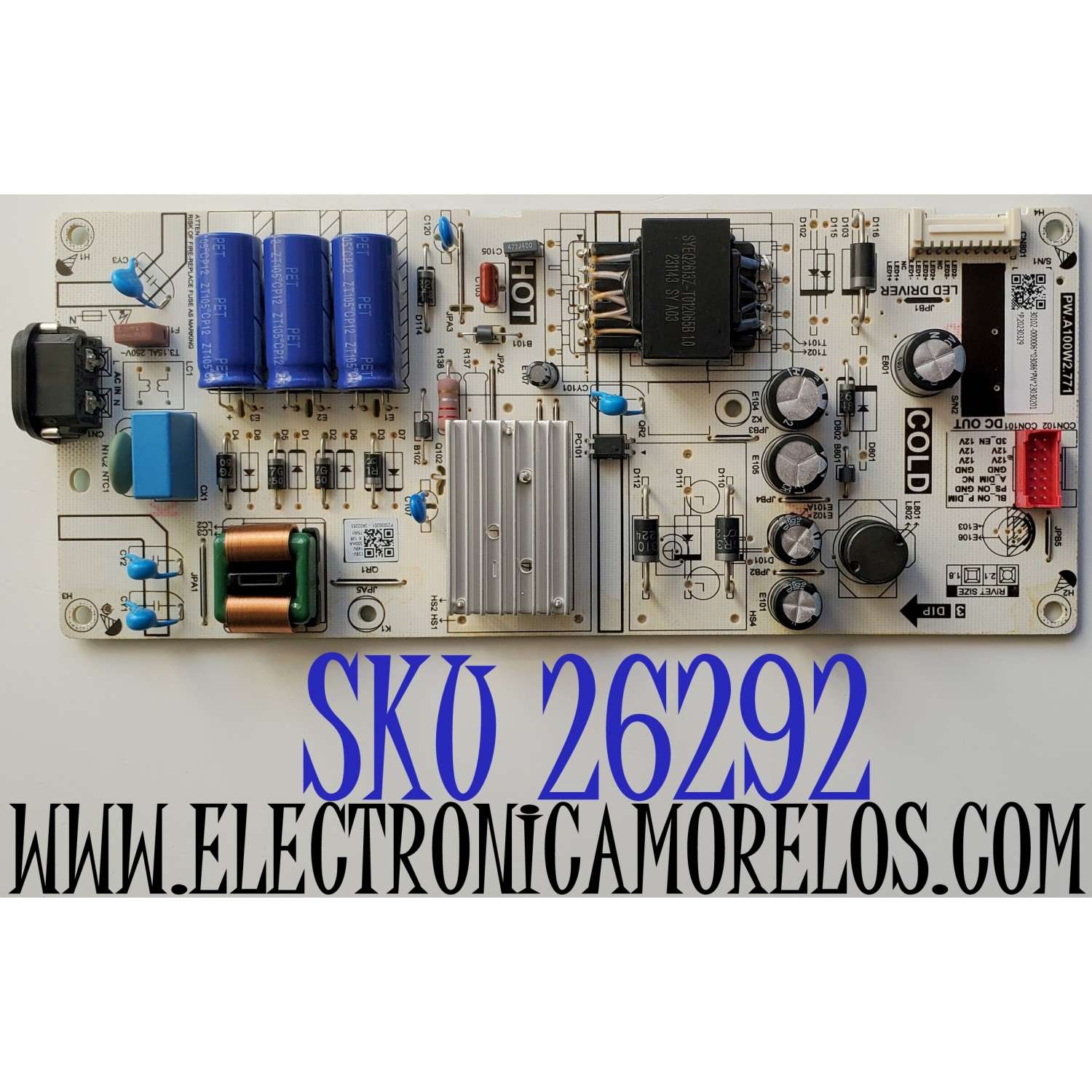 FUENTE DE PODER PARA TV TCL / NUMERO DE PARTE 30102-000006 / PW.A100W2.771 / P23030201 / 20230329 / DISPLAY ST4251D02-1 VER.2.1 / MODELO 43S470G
