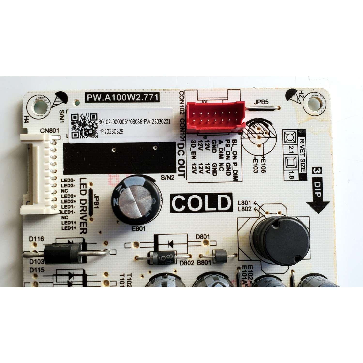 FUENTE DE PODER PARA TV TCL / NUMERO DE PARTE 30102-000006 / PW.A100W2.771 / P23030201 / 20230329 / DISPLAY ST4251D02-1 VER.2.1 / MODELO 43S470G - Imagen 2