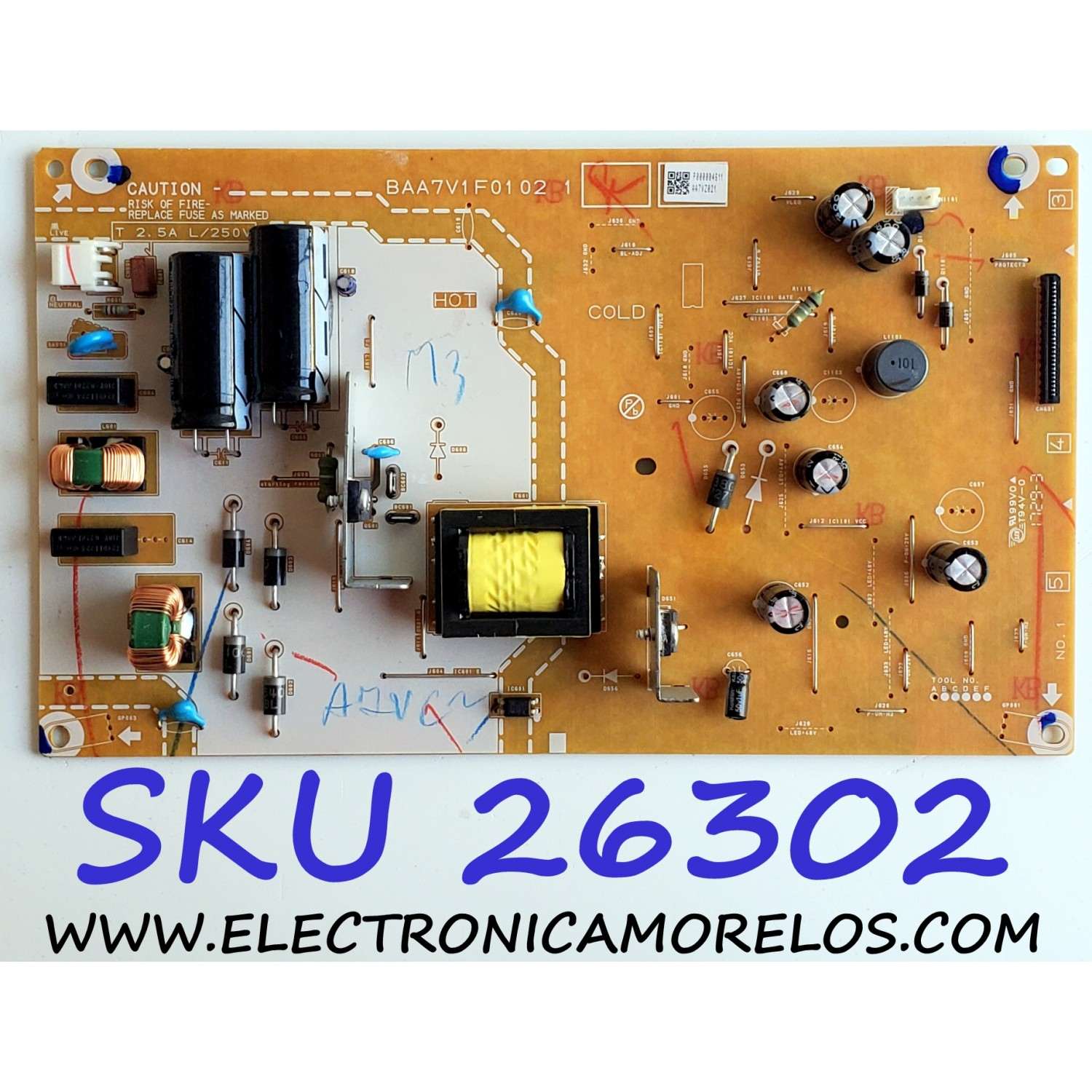 FUENTE DE PODER PARA TV PHILIPS / NUMERO DE PARTE AA7VZ021 / BAA7V1F0102 1 / AA7V1MPW-001 / BAA7V1F0102 1 / PANEL UADV1XT / UADV1XTL / MODELOS 43PFL5602/F7 / 43PFL5602/F7A / 43PFL5922/F7 ME1