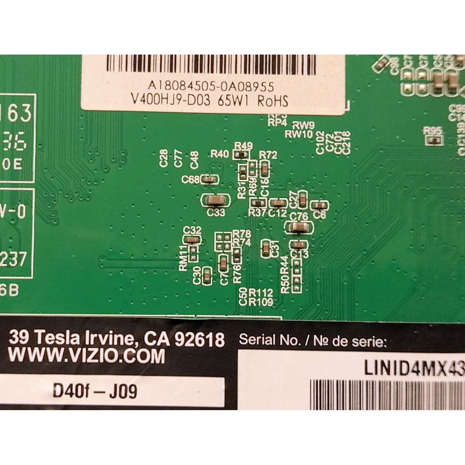 MAIN FUENTE COMBO PARA TV VIZIO ORIGINAL FHD SMARTCAST / NUMERO DE PARTE A18084505 / TP.MT5581.PB761 / V400HJ9-D03 / AWLM99GCGRA0007WF10000 / 191E24526B / DISPLAY V400HJ9-D03 / MODELO D40F-J09 LINID4MX - Imagen 5