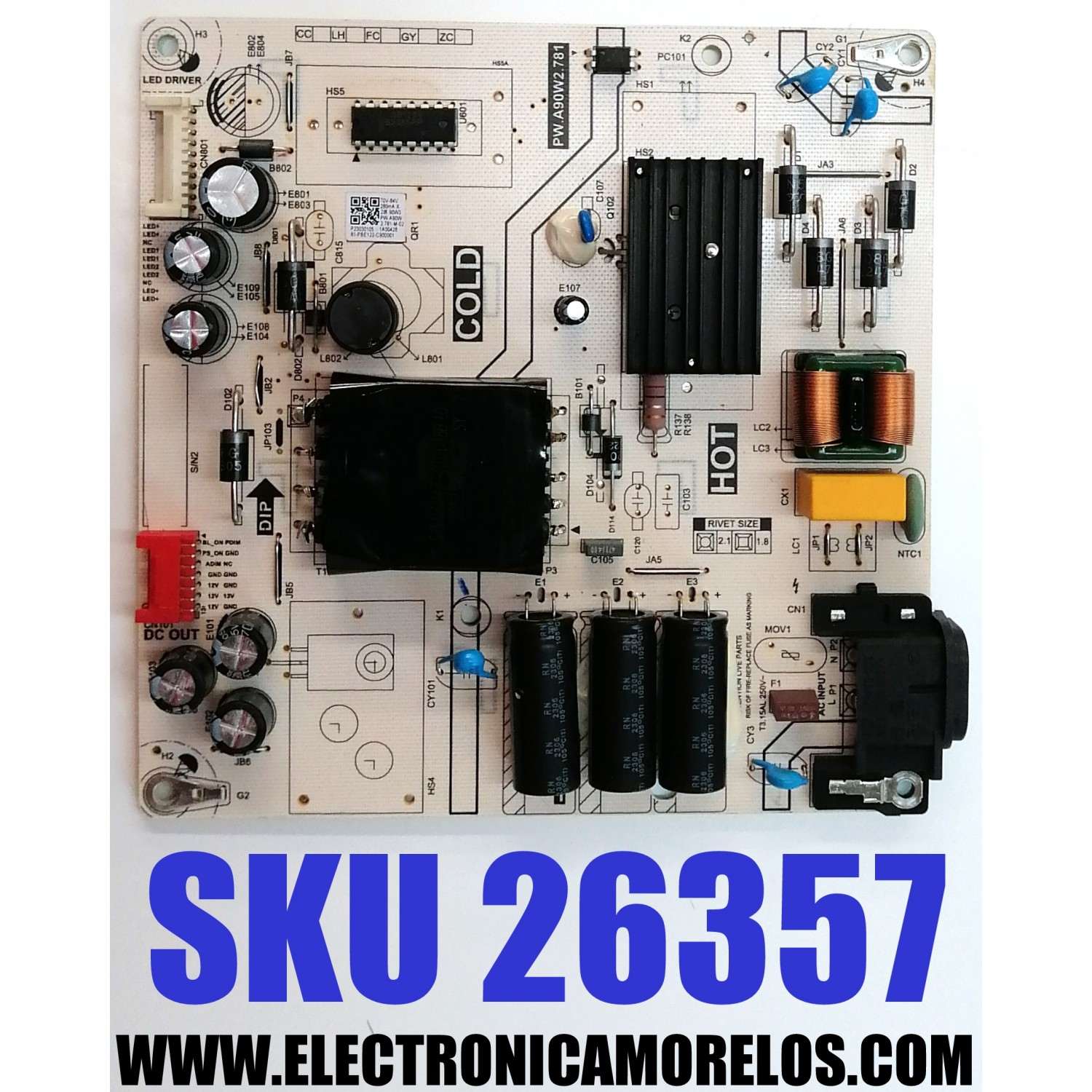 FUENTE DE PODER PARA TV JVC / NUMERO DE PARTE 81-PBE122-C900001 / PW.A90W2.781 / P23030105 / PANEL LVU550CSDX E0825 / DISPLAY ST5461D12-6 VER.2.2 / MODELO SI55URF