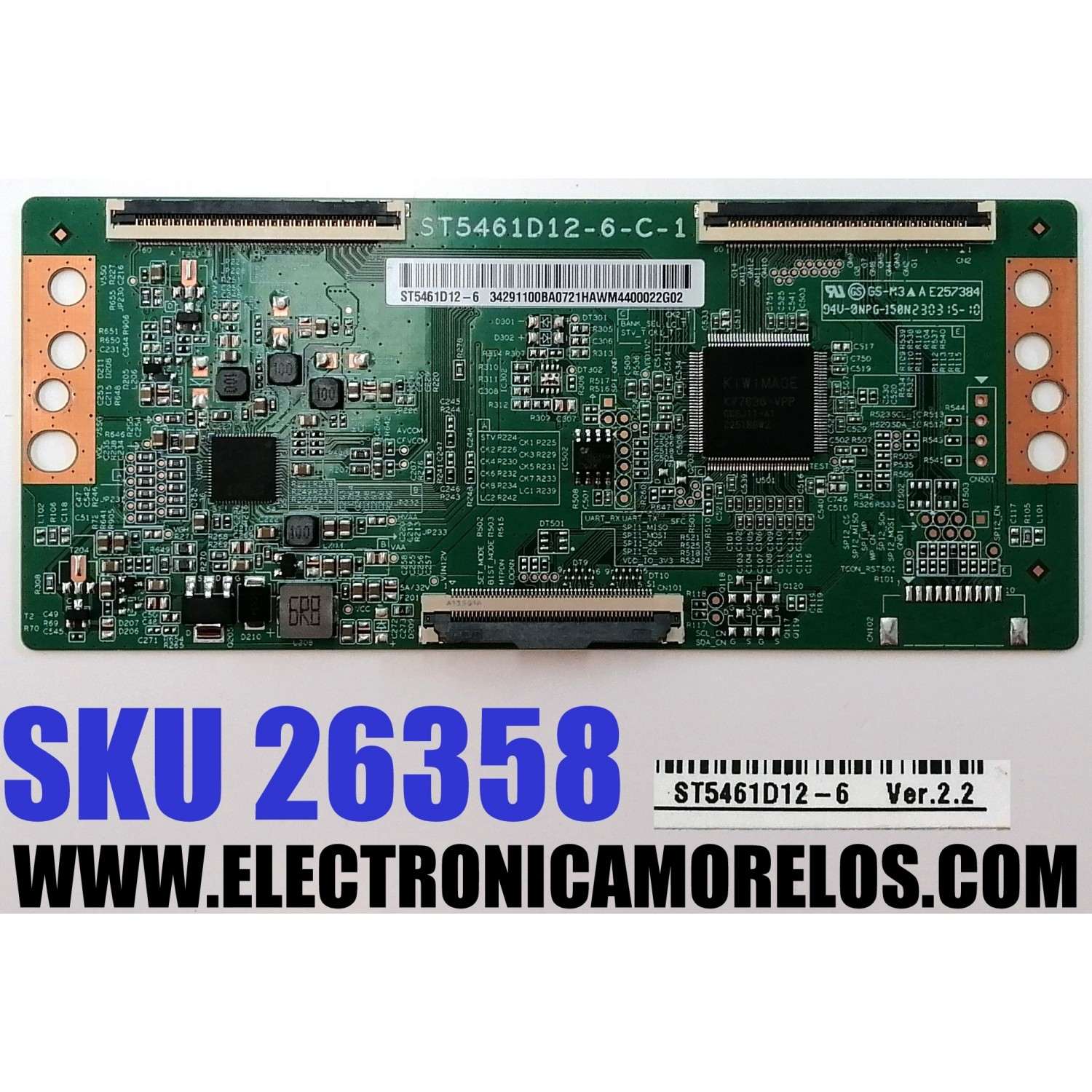 T-CON PARA TV JVC ORIGINAL / NUMERO DE PARTE 34291100BA0721 / ST5461D12-6-C-1 / ST5461D12-6 / 34.2911.00B.A0 / 34291100BA0721HAW / PANEL LVU550CSDX / DISPLAY ST5461D12-6 VER.2.2 / MODELOS SI55URF / 55PFL5756/F6 / 55PUL6673/F7 / V4K55M-0801 LTC3T1GA