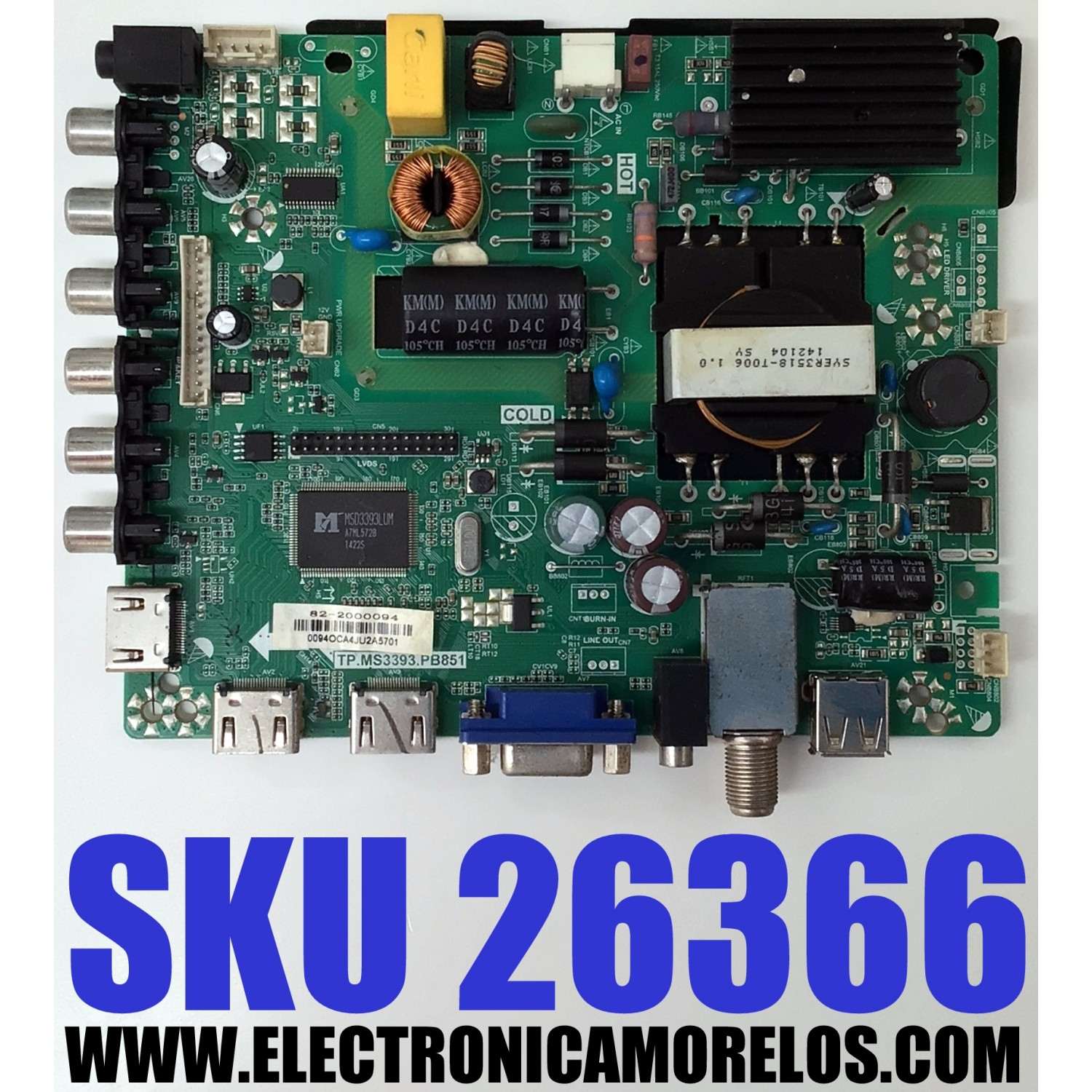 MAIN FUENTE ((COMBO)) PARA TV DIGITREX / NUMERO DE PARTE 82-2000094 / TP.MS3393.PB851 / MODELO TL32K5M