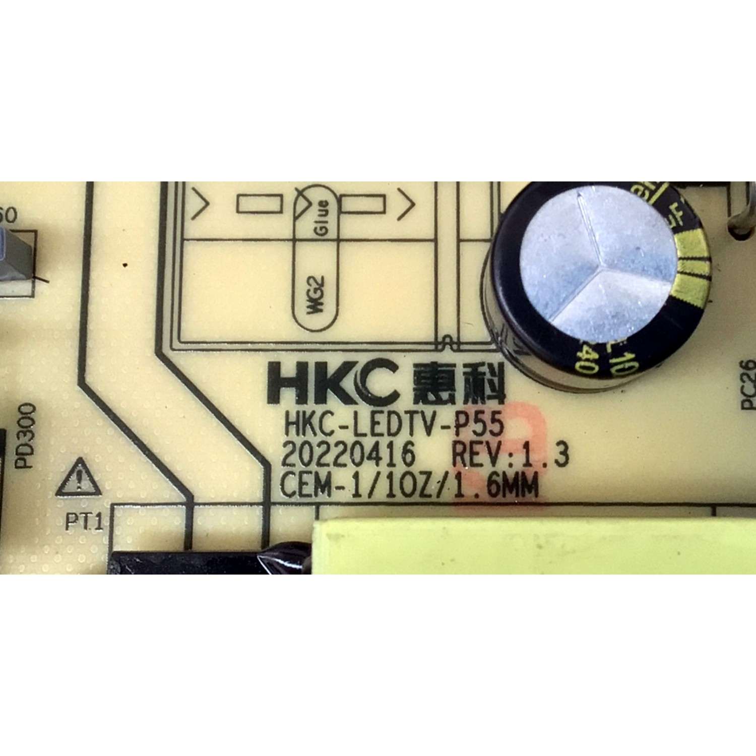 FUENTE DE PODER PARA TV WESTINGHOUSE / NUMERO DE PARTE 260132007070 / HKC-LEDTV-P55 / CVB55004A1 / 7.TB55004A1D00.A40 / CEM-1/10Z/1.6MM / 20220416 REV:1.3 / DISPLAY PT550GT05-1 VER.2.0 / MODELO WR55UX4212 / WR50UT4212 - Imagen 3