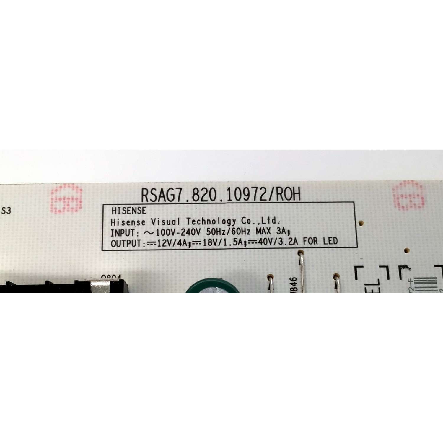 FUENTE DE PODER PARA TV HISENSE ULED / NUMERO DE PARTE 331825 / RSAG7.820.10972/ROH / 10972-F / CQC13134095636 / E1666702 / PANEL HD650Y3U51-T0LG\S0\GM\ROH / DISPLAY T650QVN07.5 / MODELO 65U65H - Imagen 3