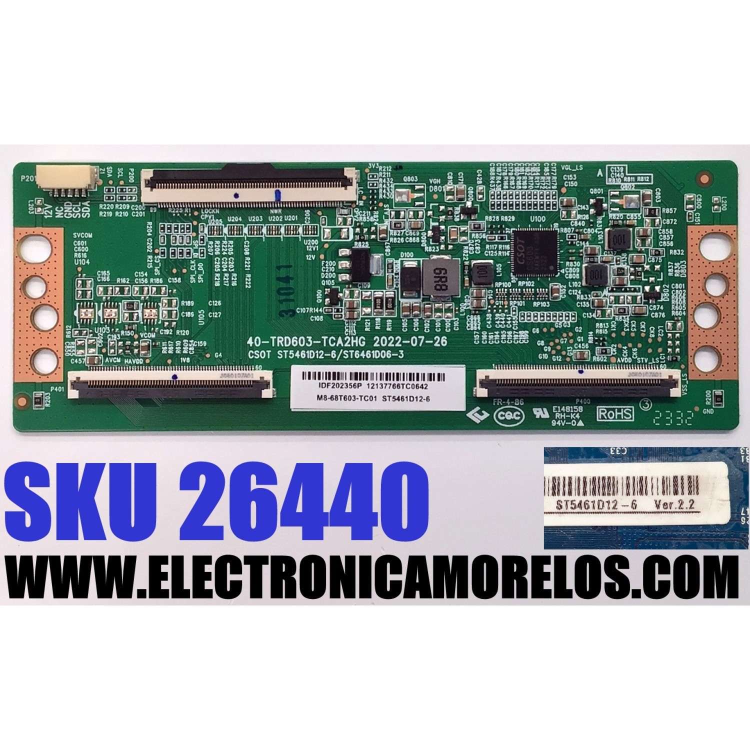 T-CON ORIGINAL PARA TV JVC / NUMERO DE PARTE M8-68T603-TC01 / 40-TRD603-TCA2HG / ST5461D12-6 / ST5461D12-6/ST6461D06-3 / IDF202356P / E148158 / ST5461D12-6 / ST6461D06-3 / PANEL LVU550CSDX / DISPLAY ST5461D12-6 VER.2.2 / MODELOS SI55URF / 55PUL7973/F7 CCX