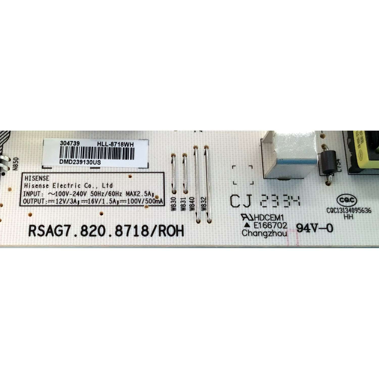 FUENTE DE PODER PARA TV HISENSE / NUMERO DE PARTE 304739 / RSAG7.820.8714/ROH / HLL-8718WH / E166702 / CQC13134095636 / PANEL HD650Y1U72-T0L6\GM\MCKD3A\ROH / DISPLAY HV650QUB-F70 / MODELOS 65A7GV / 65R7G5 - Imagen 2