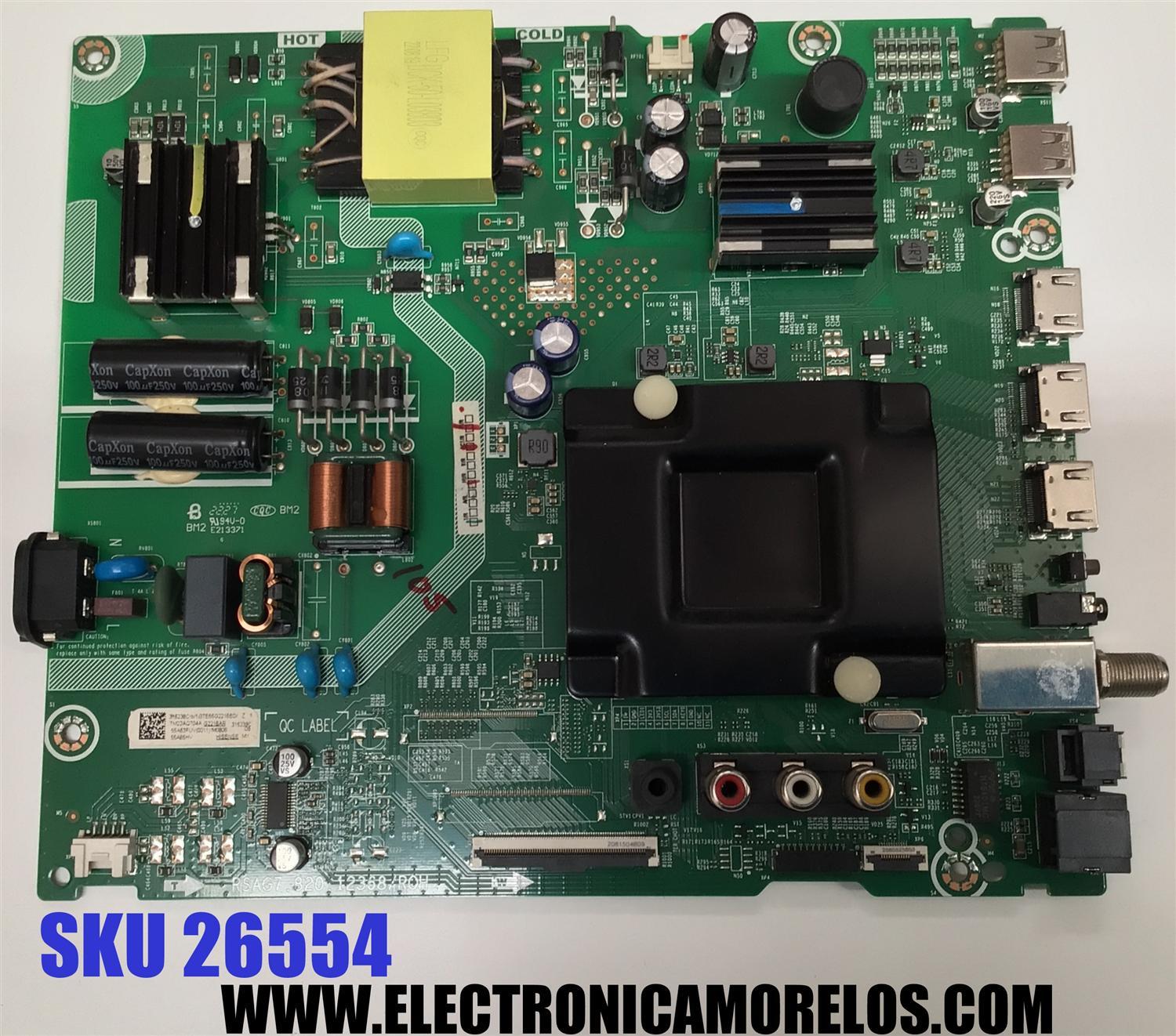 MAIN FUENTE COMBO ORIGINAL PARA TV HISENSE 4K UHD HDR VIDAA / NUMERO DE PARTE 315238 / RSAG7.820.12368/ROH / 55A53FUV(0011) / 315239 / PANEL HD550Y1U72-T0L2\GM\CKD3A\ROH / DISPLAY HV550QUB-F70 REV.2.0 / MODELO 55A6GV / 55A65HV