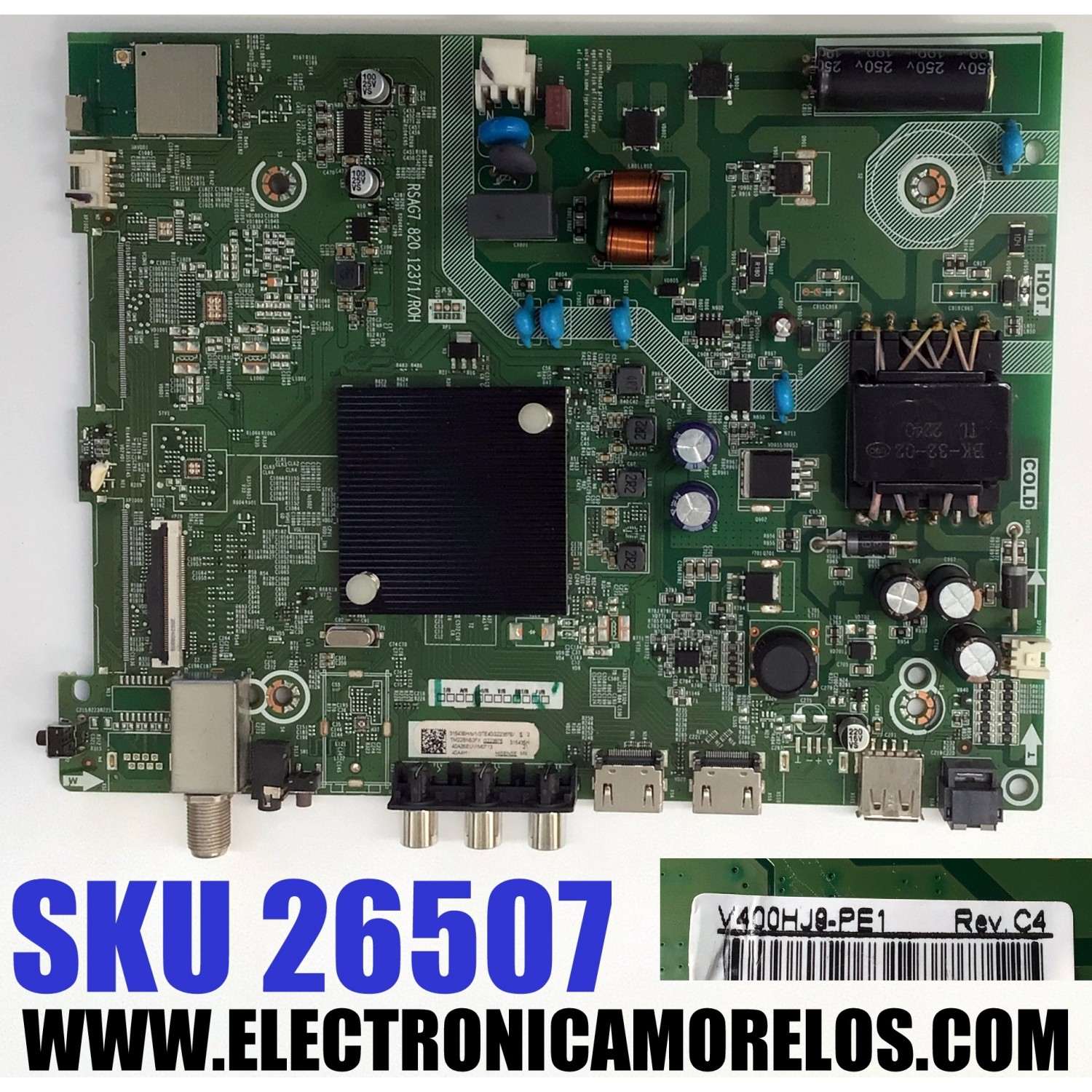 MAIN FUENTE COMBO ORIGINAL PARA TV HISENSE FHD VIDAA / NUMERO DE PARTE 315436 / RSAG7.820.12371/ROH / 315435 / 40A35EAV / PANEL JHD396X1F01-TXL1\S0\GM\ROH / DISPLAY V400HJ9-PE1 REV.C4 / MODELO 40A4HV
