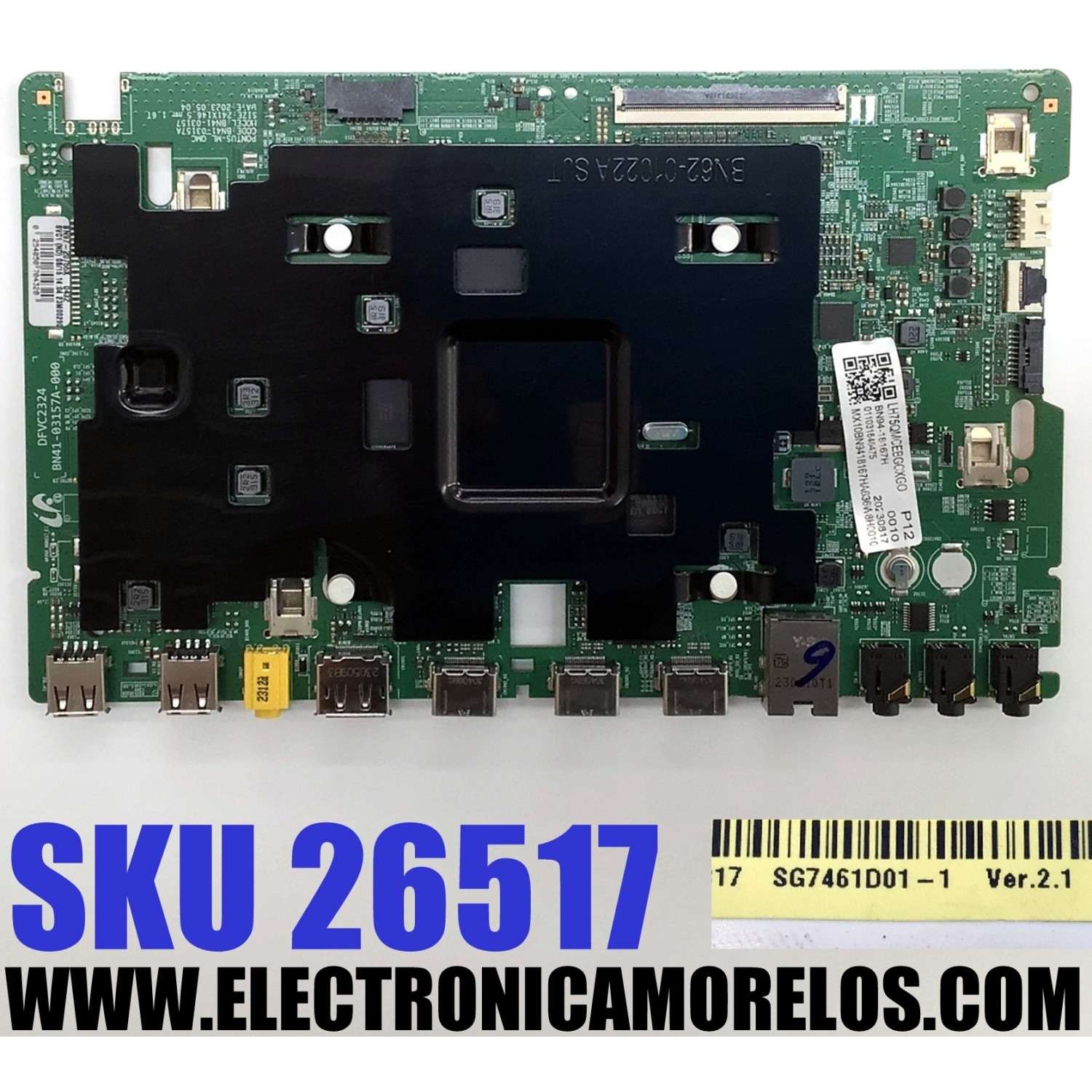 MAIN PARA TV/MONITOR COMERCIAL SAMSUNG 4K·UHD·HDR / NUMERO DE PARTE BN94-18167H / BN41-03157A / PONTUS-ML_QMC / BN97-20755X / BN97-20754A / BN9418167H / PANEL CY-NC075HGHVYH / DISPLAY SG7461D01-1 VER.2.1 / 51787A / MODELO LH75QMCE / LH75QMCEBGCXGO CA01