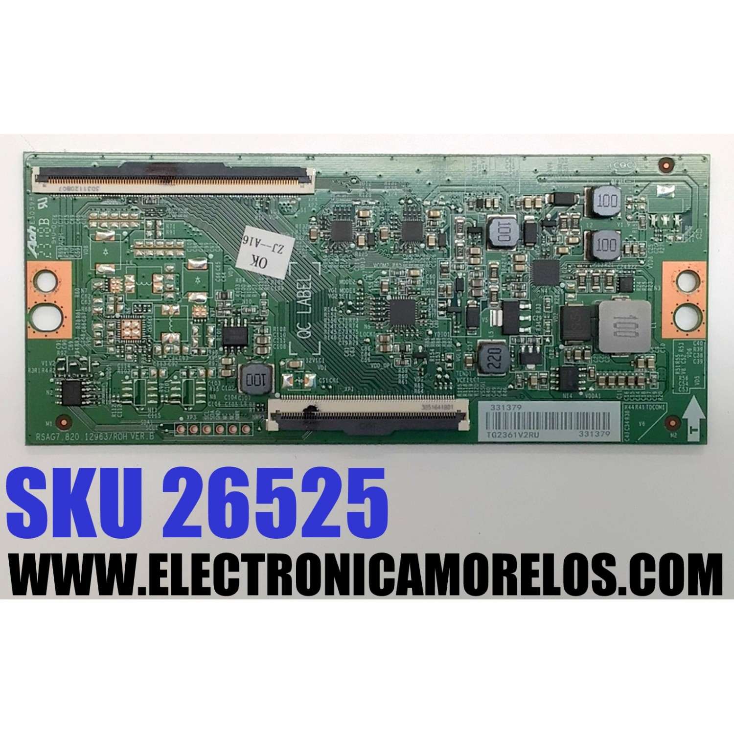 T-CON ORIGINAL PARA TV HISENSE ULED / NUMERO DE PARTE 331379 / RSAG7.820.12963/ROH / RSAG7.820.12963/ROH VER.B / PANEL HD650H3U51-T0L2\S0\GM\ROH / DISPLAY T650QVN07.H / MODELOS 65U7K / 65U7N / 65U8N / 65U75N