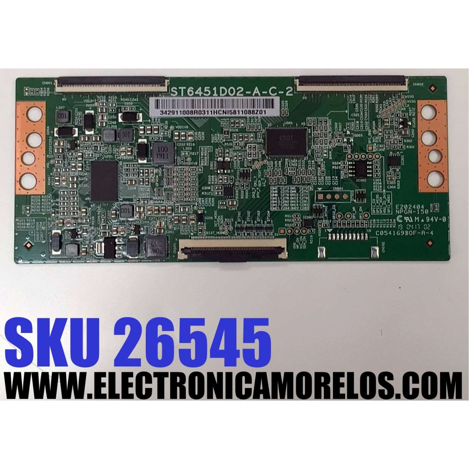 T-CON PARA TV PIONEER / NUMERO DE PARTE 342911008R03 / 342911008R0311 / ST6451D02-A-C-2 / C054169B0F-A-25 / 34.29110.08R / DISPLAY ST6451D02-F / MODELO PLE-65S08UHD