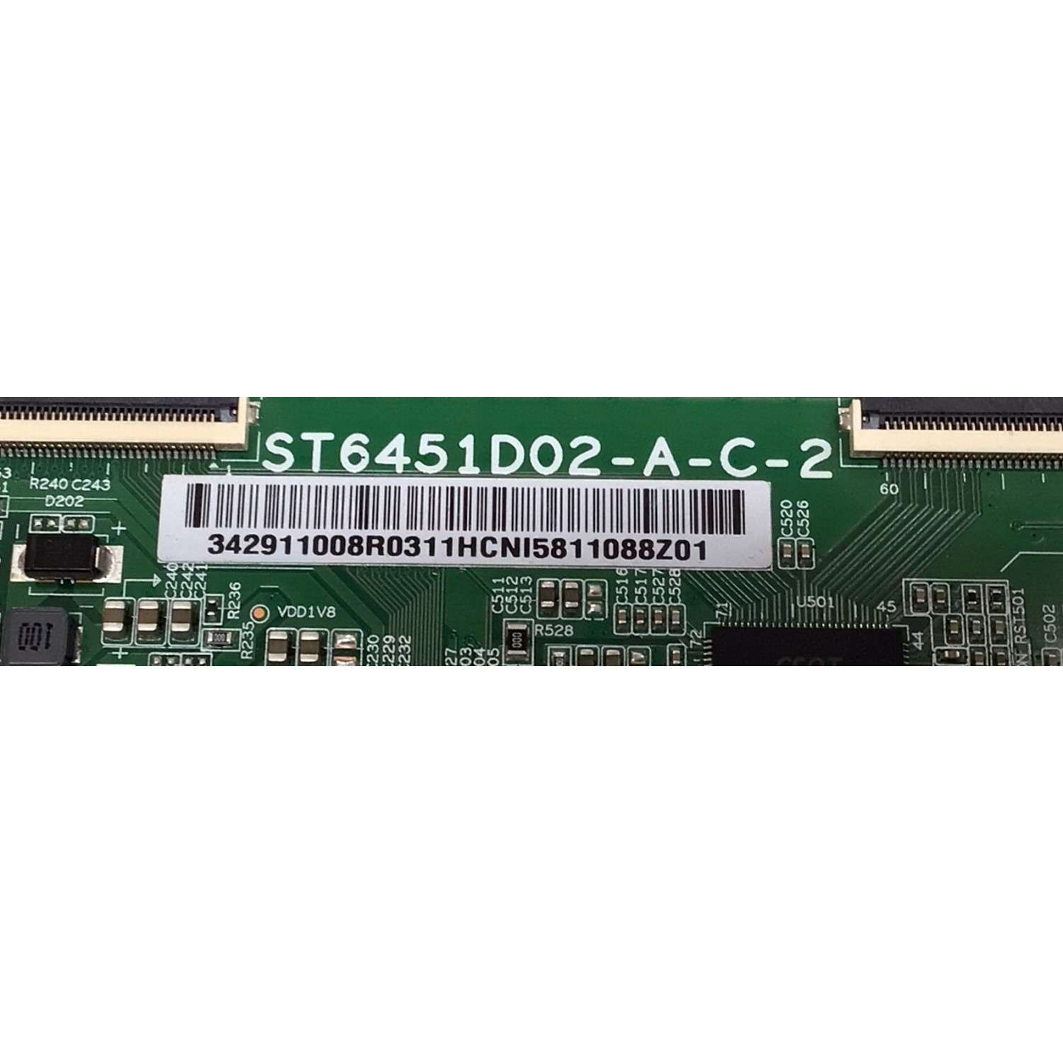 T-CON PARA TV PIONEER / NUMERO DE PARTE 342911008R03 / 342911008R0311 / ST6451D02-A-C-2 / C054169B0F-A-25 / 34.29110.08R / DISPLAY ST6451D02-F / MODELO PLE-65S08UHD - Imagen 2