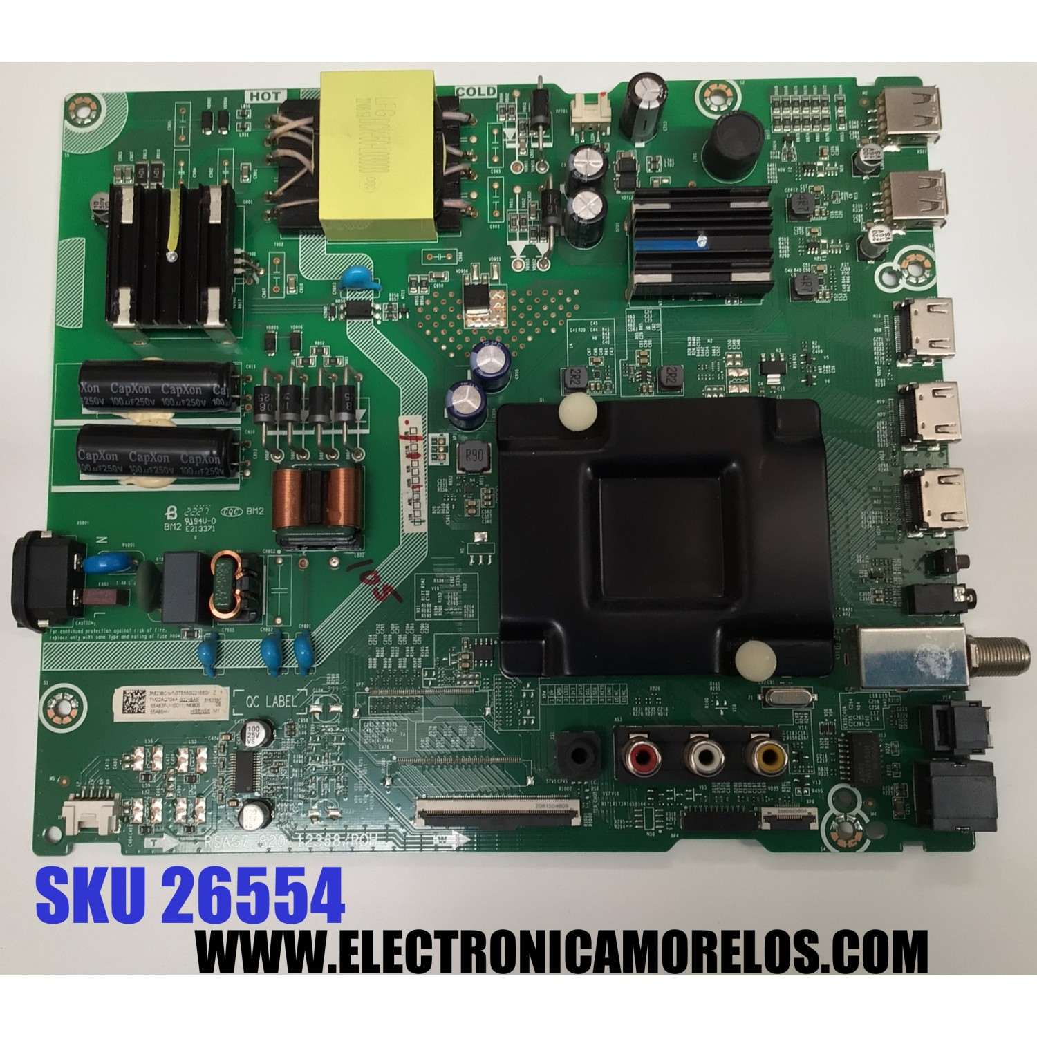 MAIN FUENTE COMBO ORIGINAL PARA TV HISENSE 4K UHD HDR VIDAA / NUMERO DE PARTE 315238 / RSAG7.820.12368/ROH / 55A53FUV(0011) / 315239 / PANEL HD550Y1U72-T0L2\GM\CKD3A\ROH / DISPLAY HV550QUB-F70 REV.2.0 / MODELO 55A6GV / 55A65HV