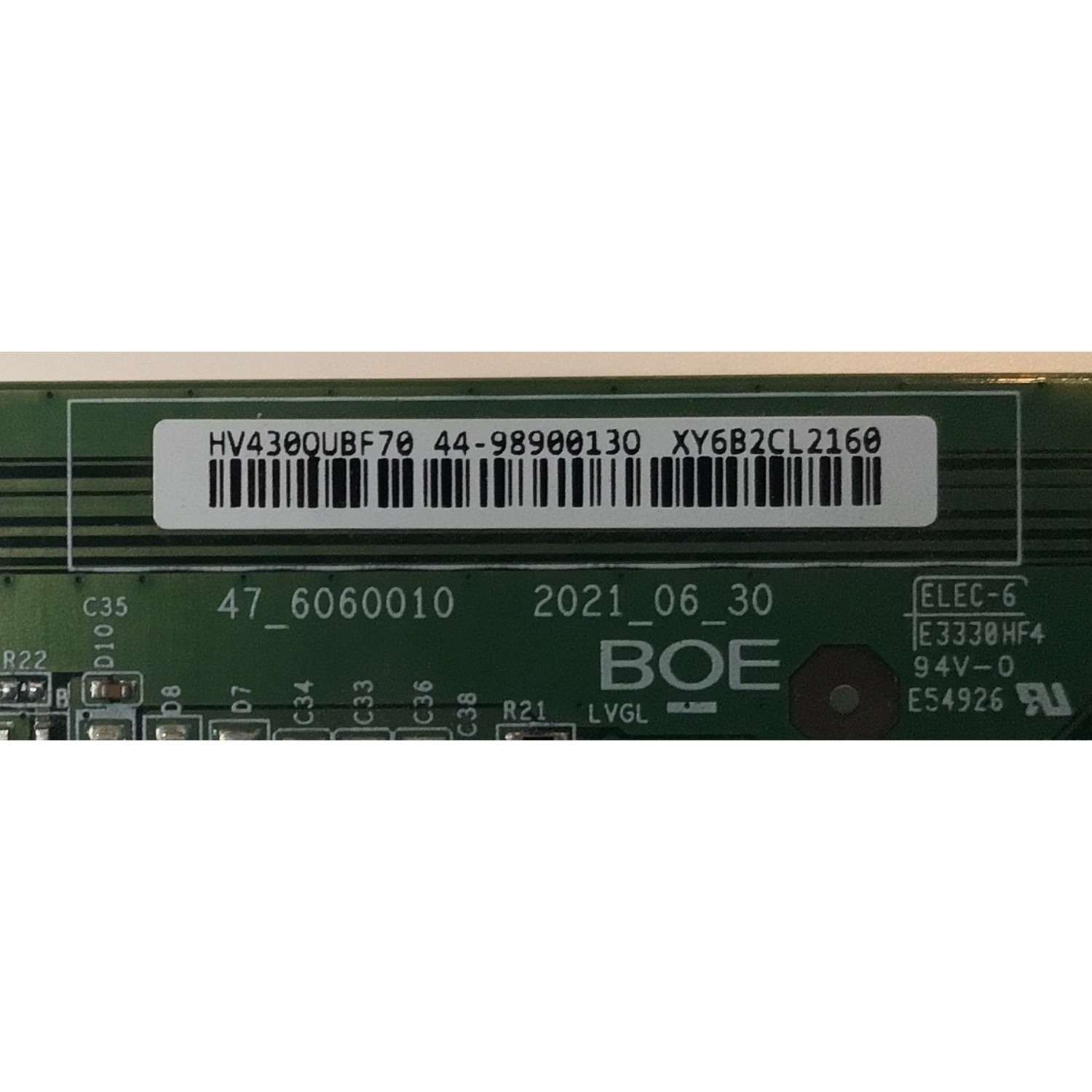 T-CON PARA TV VIZIO / NUMERO DE PARTE 44-98900130 / 47_6060010 / HV430QUBF70 / L429940A_17 / XY6B2CL2160 / PANEL BOEI430WQ1 / DISPLAY HV430QUB-F70 / MODELO M43Q6M-K04 / M43Q6M-K04 LBVFN7NZ - Imagen 3