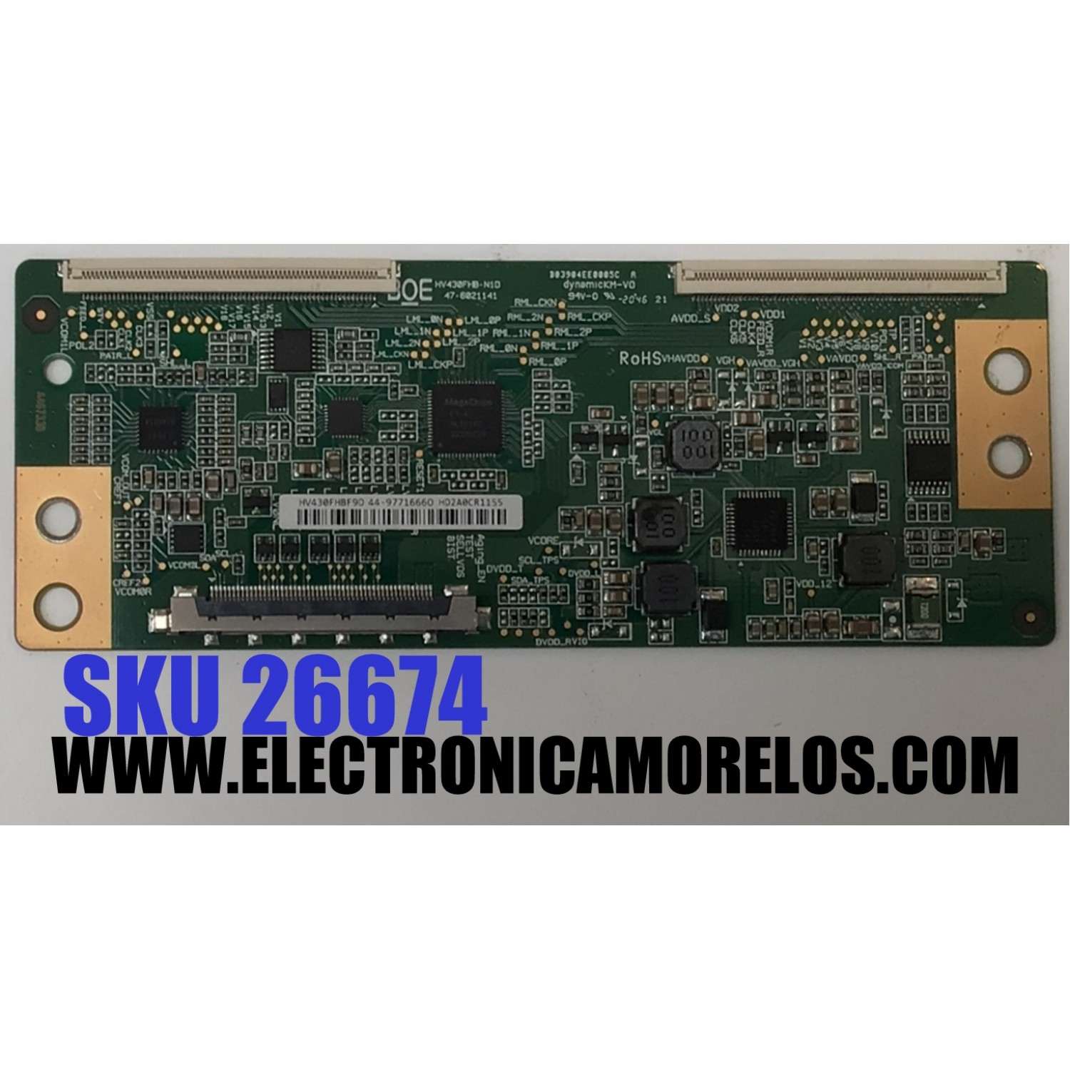 T-CON PARA TV LG / NUMERO DE PARTE 44-97716660 / 47-6021141 / HV430GHB-N1D / HV430FHBF9D / 44-9771666O / B03904EE0005C / PANEL NC430DUE-ABCHXC / DISPLAY HV430FHB-F9D / MODELO 43LM6300PUB / 43LM6300PUB.BWMGLJM
