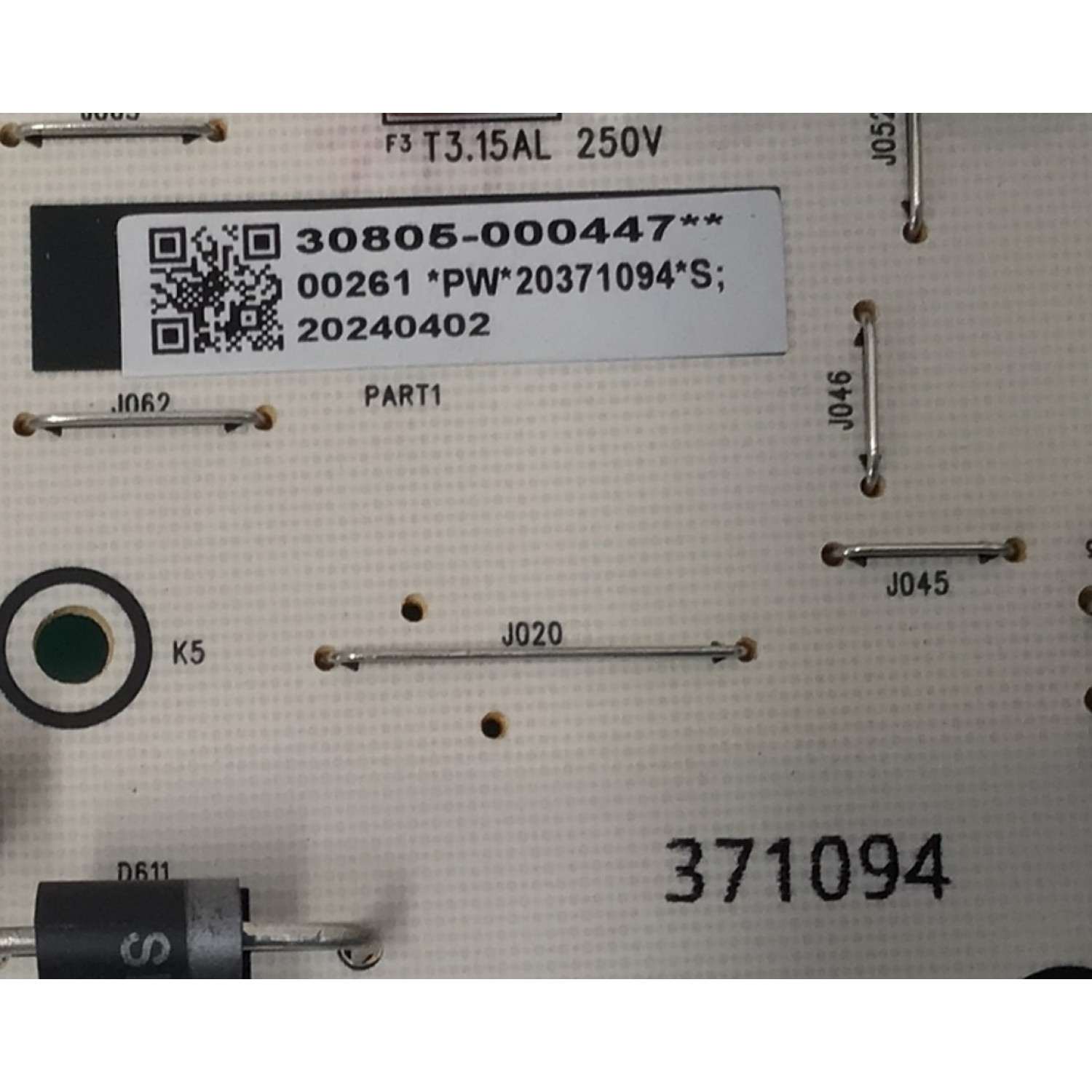 FUENTE DE PODER PARA TV TCL / NUMERO DE PARTE 30805-000447 / 40-L30SW4-PWA1ZG / 11601-500134 / 20240402 / 20371094 / 371094 / PANEL LVU650NDJL / DISPLAY ST6451D06-3 VER.2.1 / MODELO 65Q671G - Imagen 3