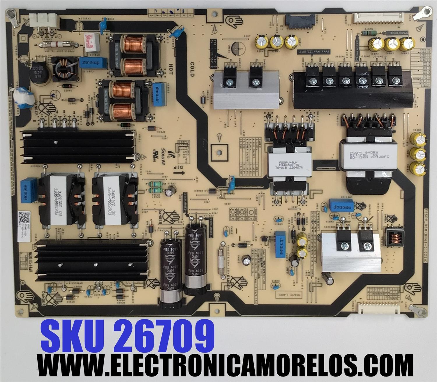FUENTE DE PODER PARA TV SAMSUNG / NUMERO DE PARTE BN44-01022A / F55PV_RSM / ST55F241C1 / WVD / BN4401022A / PANEL DV550FHM-NV7 / DISPLAY DV550FHB-NV1 / DV550FHM-NV0 / MODELO LH55VMBU / LH55VMBUBGBXGO BA02