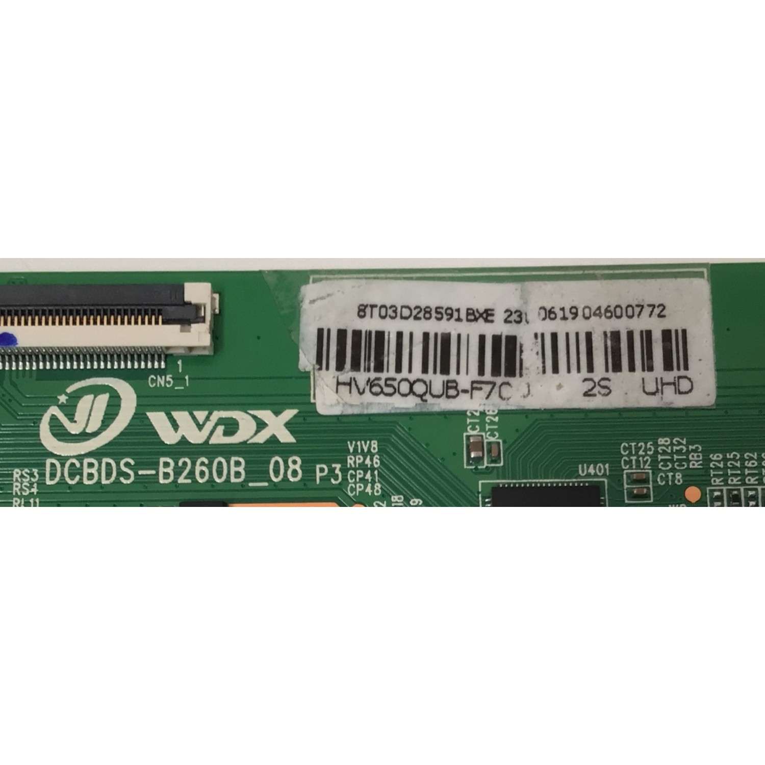 T-CON PARA TV EVL / NUMERO DE PARTE 8T03D28591 / DCBDS-B260B-08 / HV650QUB-F70 / 8T03D28591BXE / 23061904600772 / DISPLAY HV650QUB-F70 / MODELO 65EVLS4 - Imagen 2