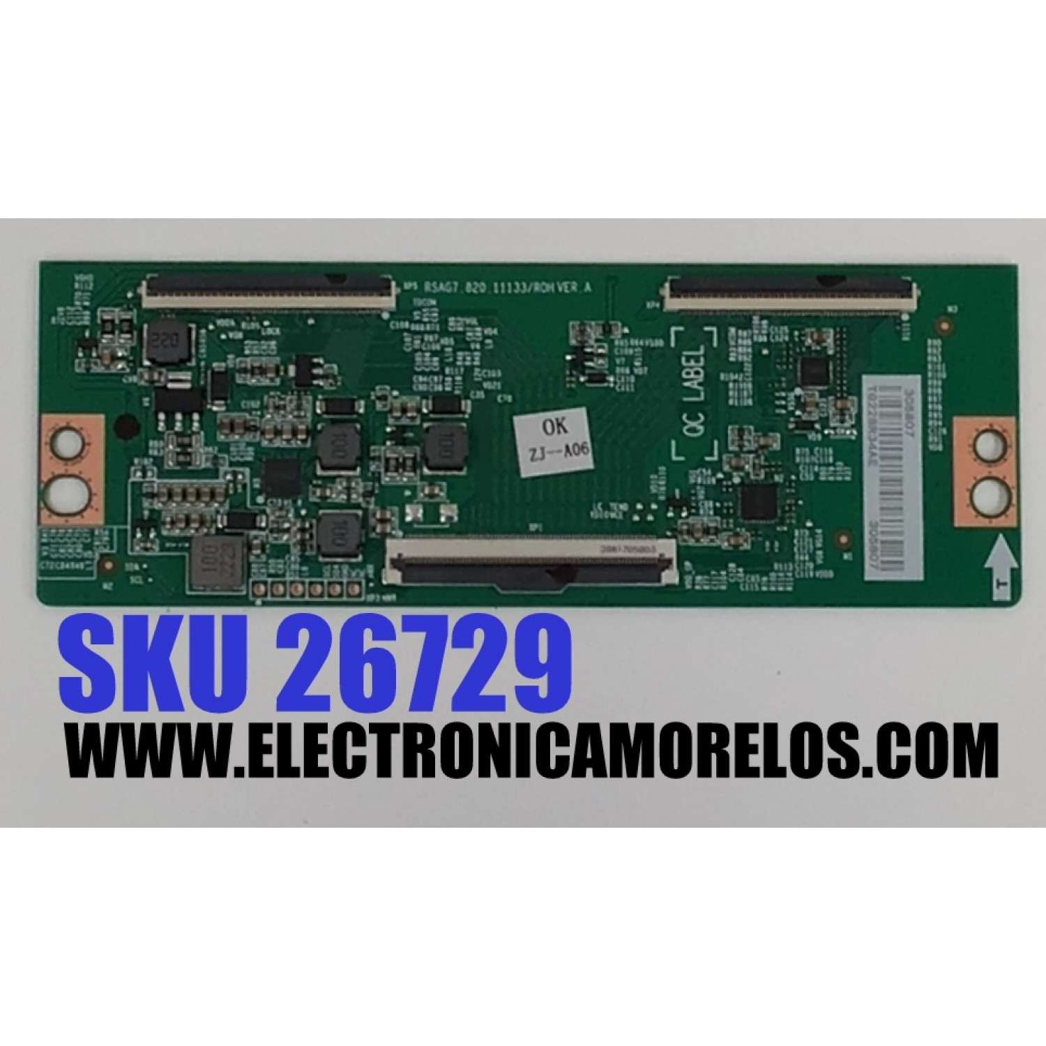 T-CON ORIGINAL PARA TV HISENSE / NUMERO DE PARTE 305807 / RSAG7.820.11133/ROH VER.A / H41802PNJ5A2 / TG228R34AE / PANEL HD550Y1U51-T0L2 / DISPLAY T550QVN10.0 / MODELO 55A65H / 55A6NV / 55A6NV 55A51HUV