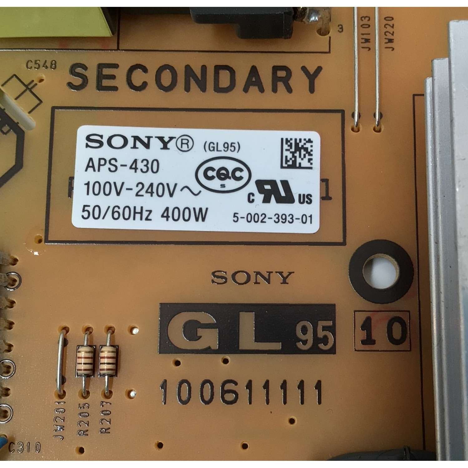 FUENTE DE PODER PARA TV SONY / NUMERO DE PARTE 100139013 / 100611111 / APS-430 / APS-430 (CH) / F6101 / T5AH / 19112016258A / PANEL YM9F065CNO01 / MODELO XBR-65X800G / XBR65X800G - Imagen 2