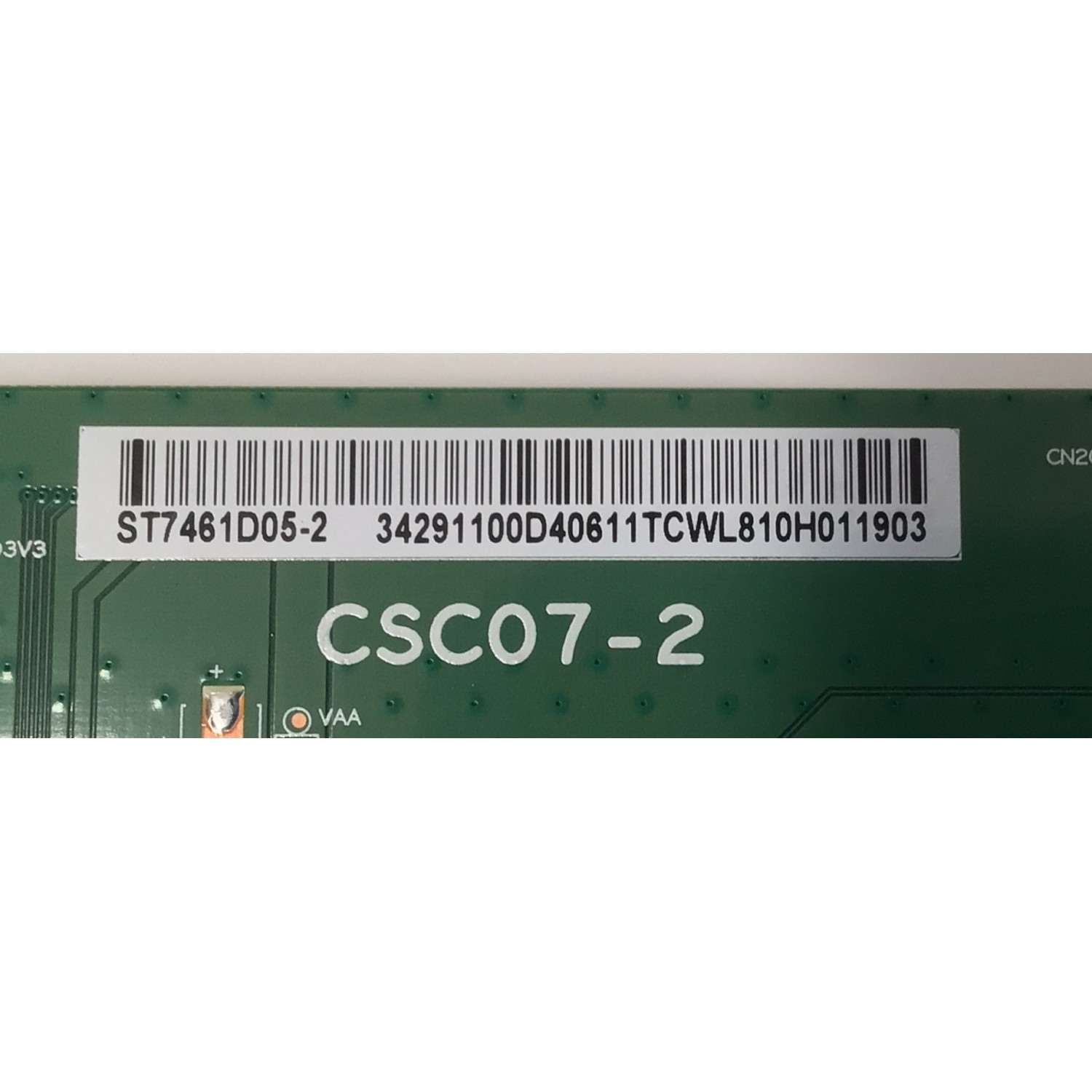 T-CON PARA TV HISENSE / NUMERO DE PARTE 34291100D406 / CSC07-2 / ST7461D05-2 / 34291100D40611TCWL / DISPLAY ST7461D05-2 VER.2.1 / MODELO 75U8H - Imagen 2