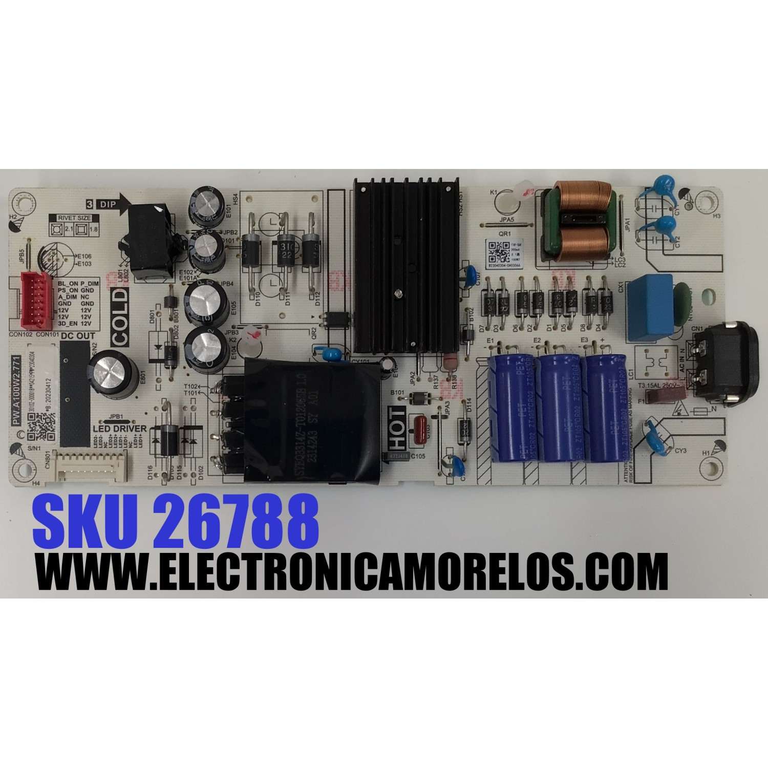 FUENTE DE PODER PARA TV TCL / NUMERO DE PARTE 30102-000018 / PW.A100W2.771 / 23040304 / 20230412 / B23040304-0A03066 / PANEL LVU550NDEL / DISPLAY ST5461D12-4 VER.2.2 / MODELO 55S470G